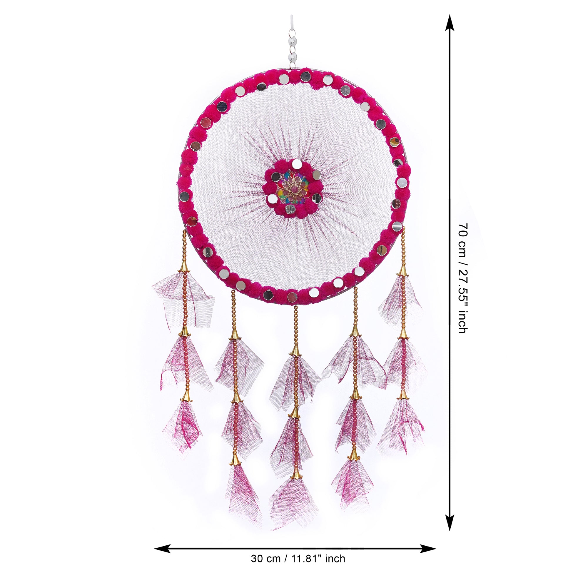 eCraftIndia Pink Wall Hanging Dream Catcher For Home Decor - Perfect Window, Bedroom, Living Room, Wall Decoration Item 3