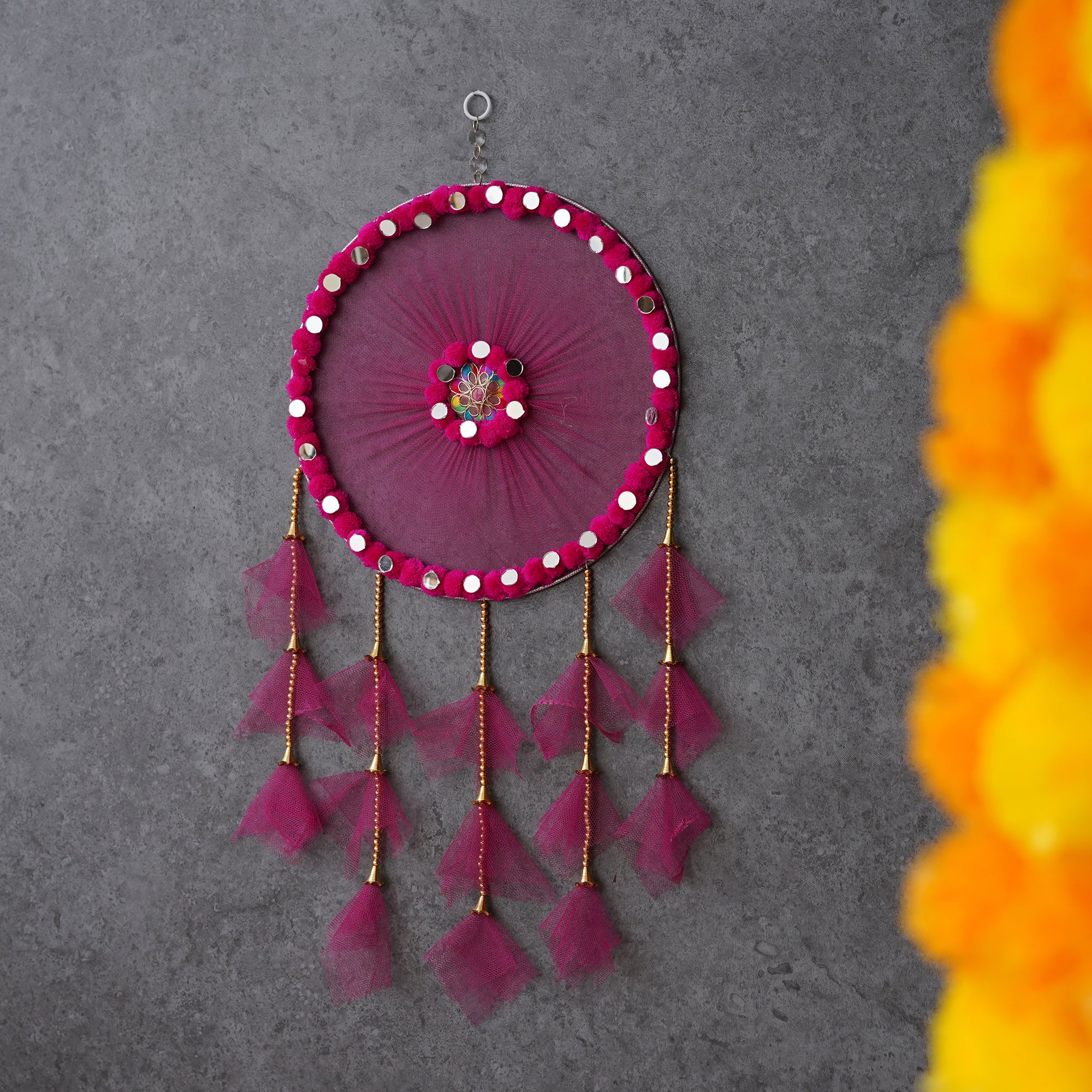 eCraftIndia Pink Wall Hanging Dream Catcher For Home Decor - Perfect Window, Bedroom, Living Room, Wall Decoration Item 4