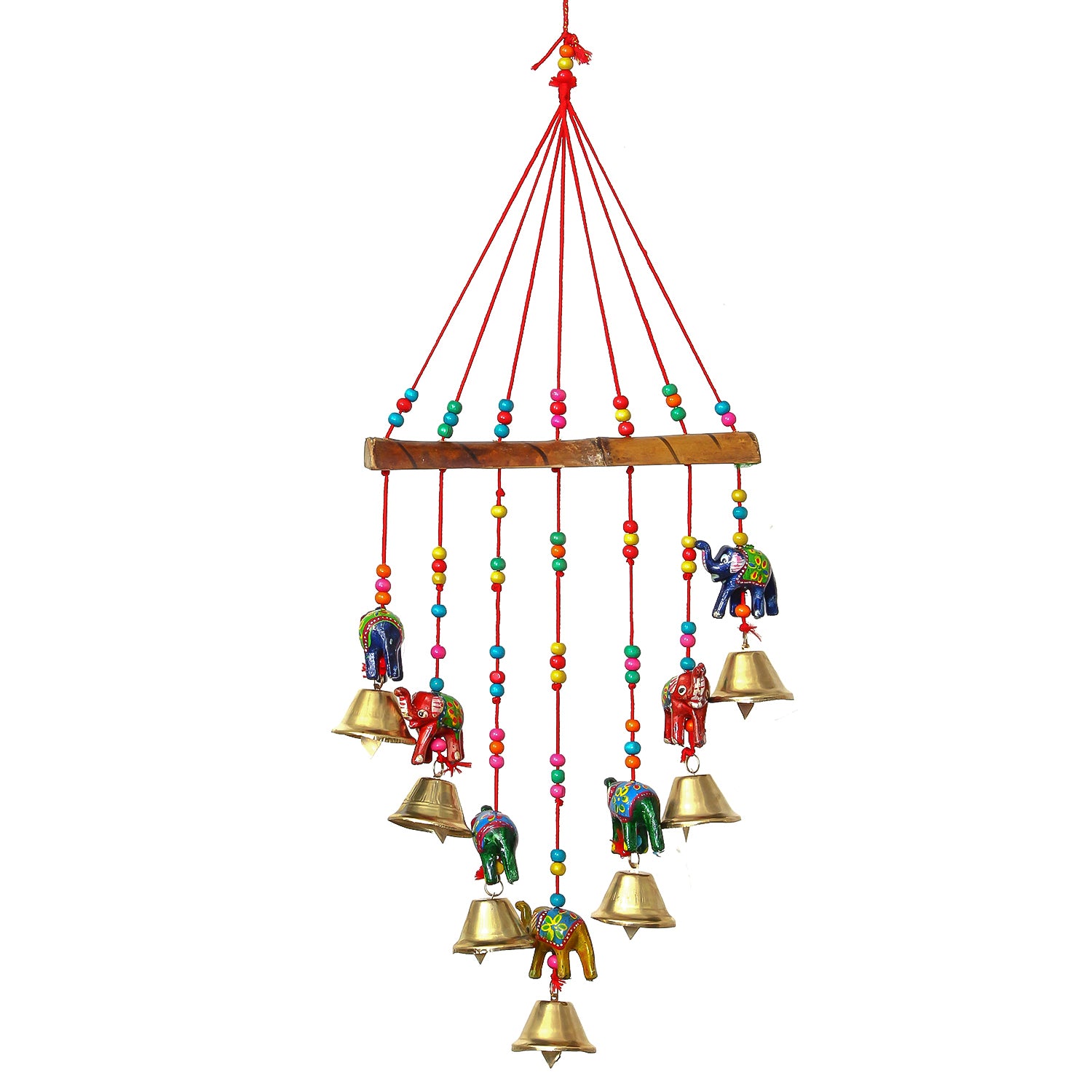 Multicolor Handcrafted Decorative Seven Elephant Wall/Door/Window Hanging Bells 2