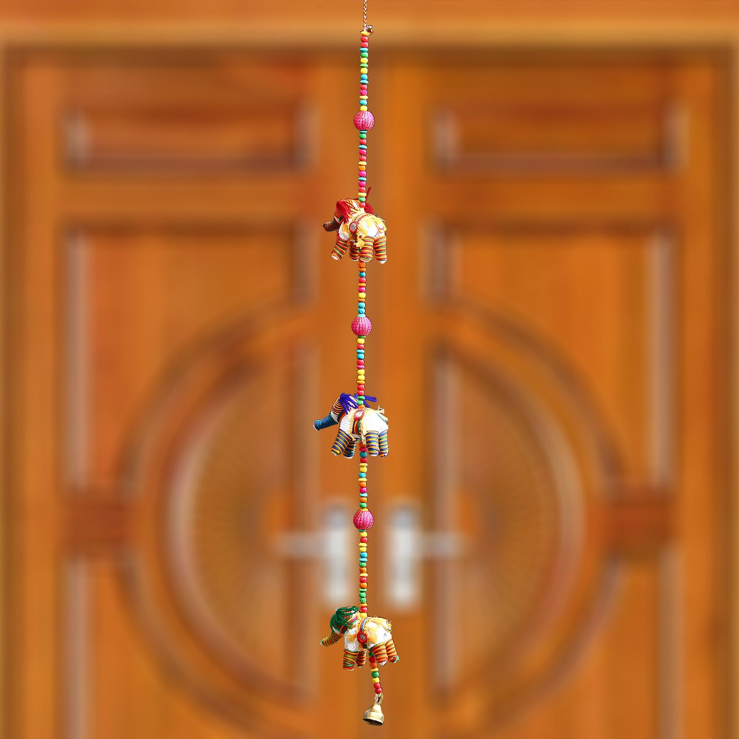 Multicolor Handcrafted Decorative Three Elephant Wall/Door/Window Hanging 1