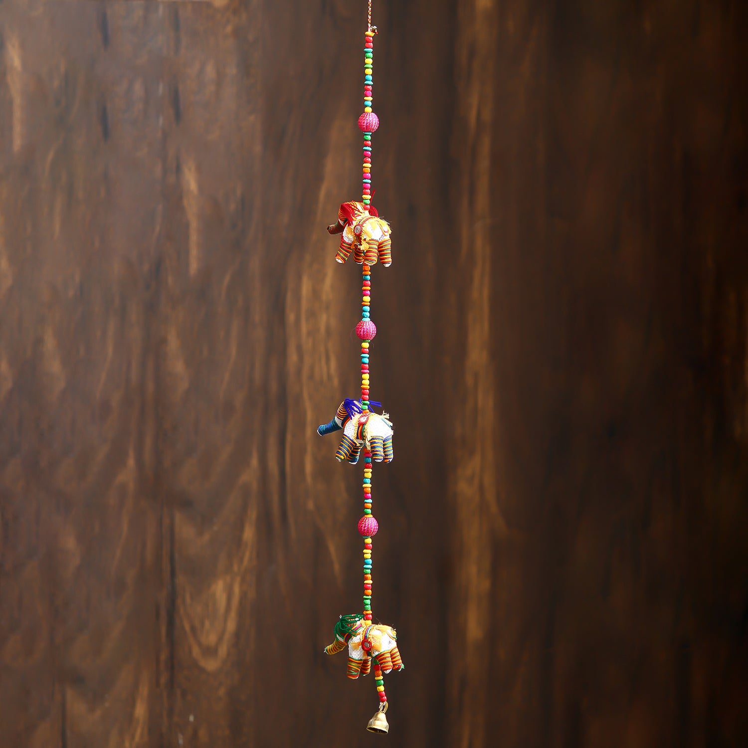 Multicolor Handcrafted Decorative Three Elephant Wall/Door/Window Hanging