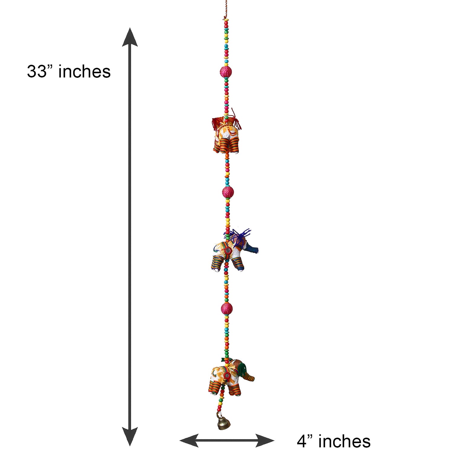 Multicolor Handcrafted Decorative Three Elephant Wall/Door/Window Hanging 3