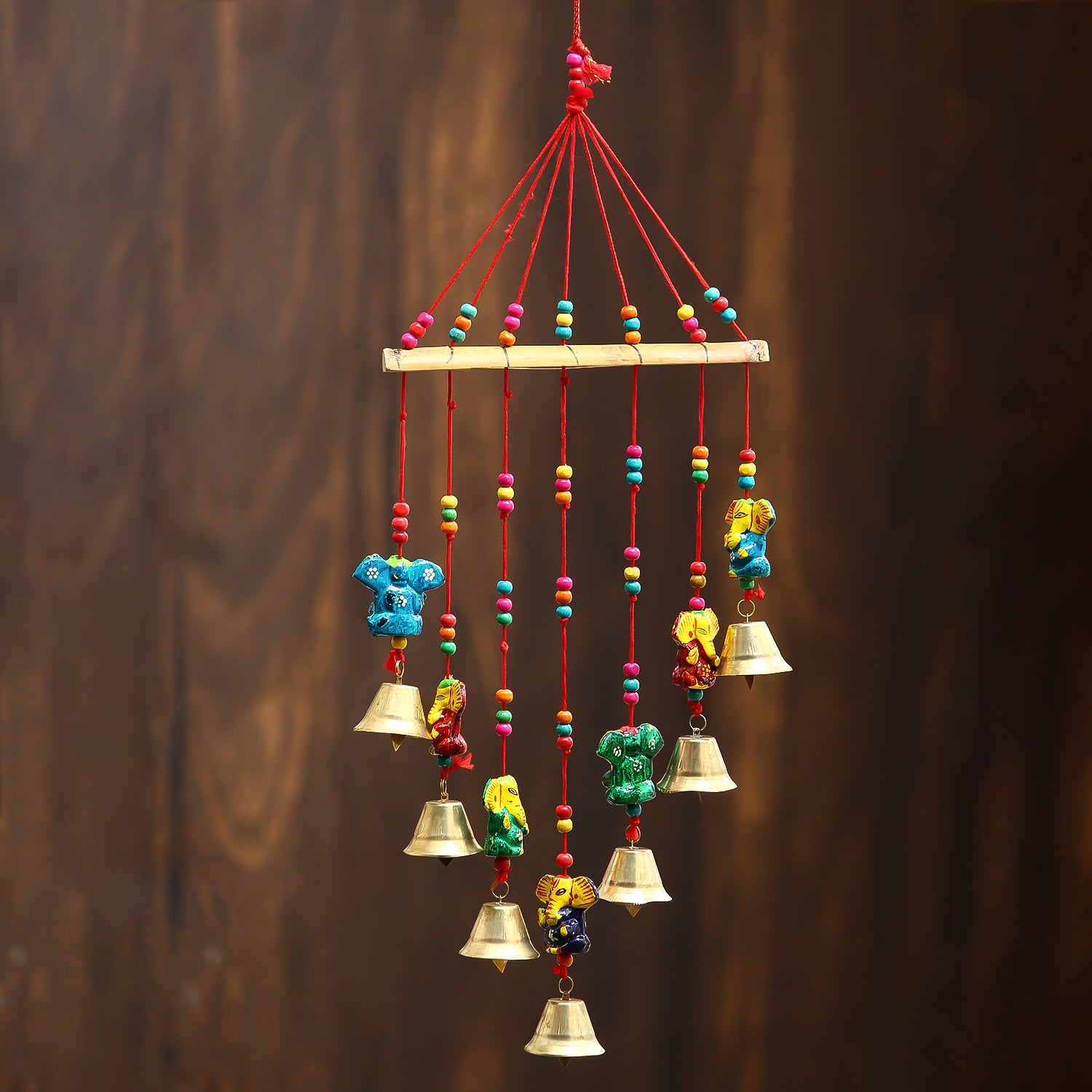 Multicolor Handcrafted Decorative Lord Ganesha Wall/Door/Window Hanging Bells