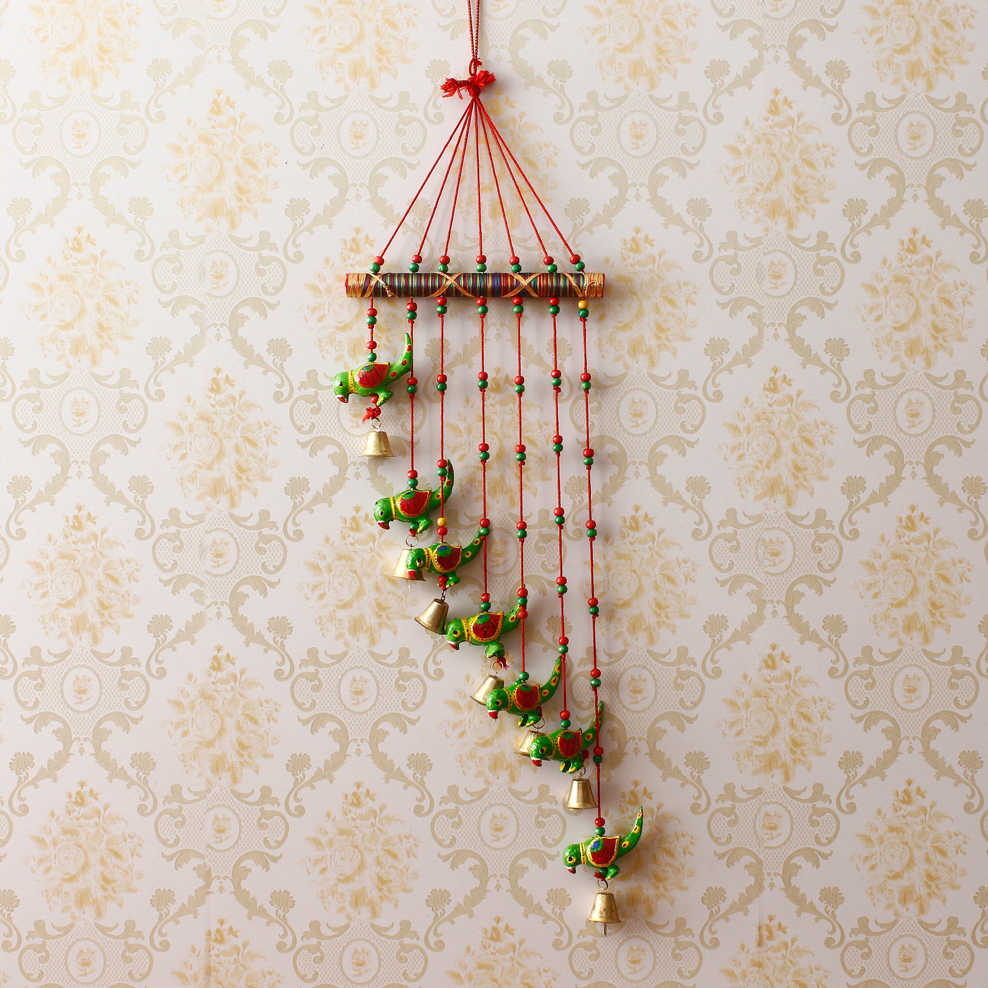 Handcrafted Decorative Parrot Wall/Door/Window Hanging Bells 1