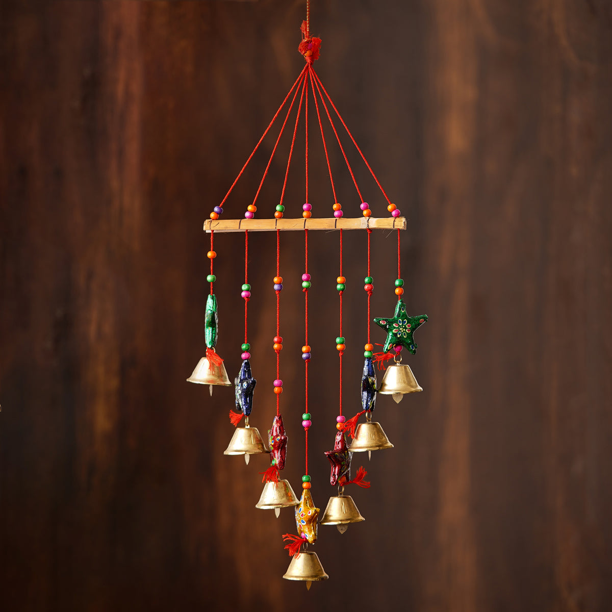 Handcrafted Decorative Colorful Stars Wall/Door/Window Hanging Bells ...
