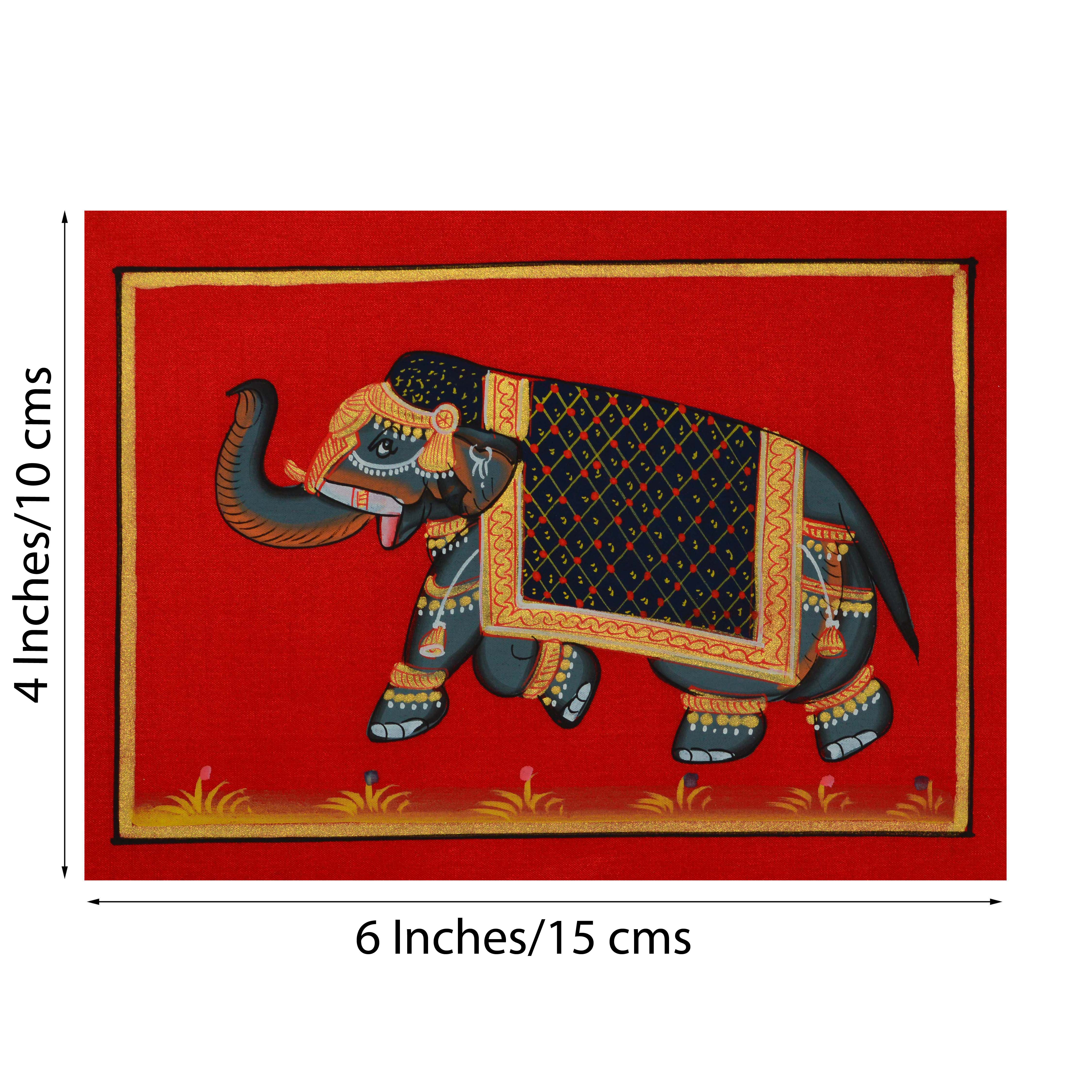 Decorated Royal Elephant Original Art Silk Painting 1