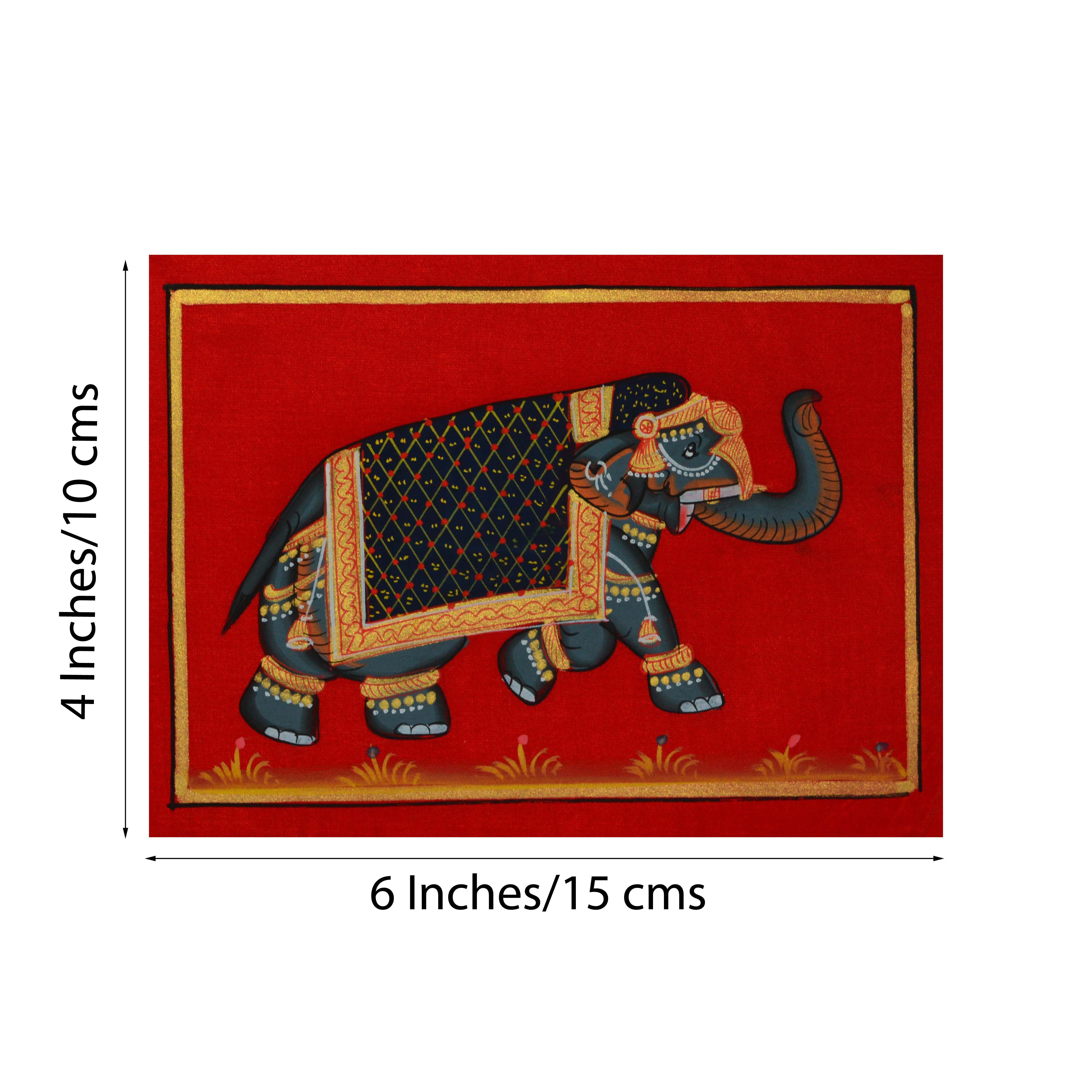 Decorated Royal Elephant on Original Art Silk Painting 1
