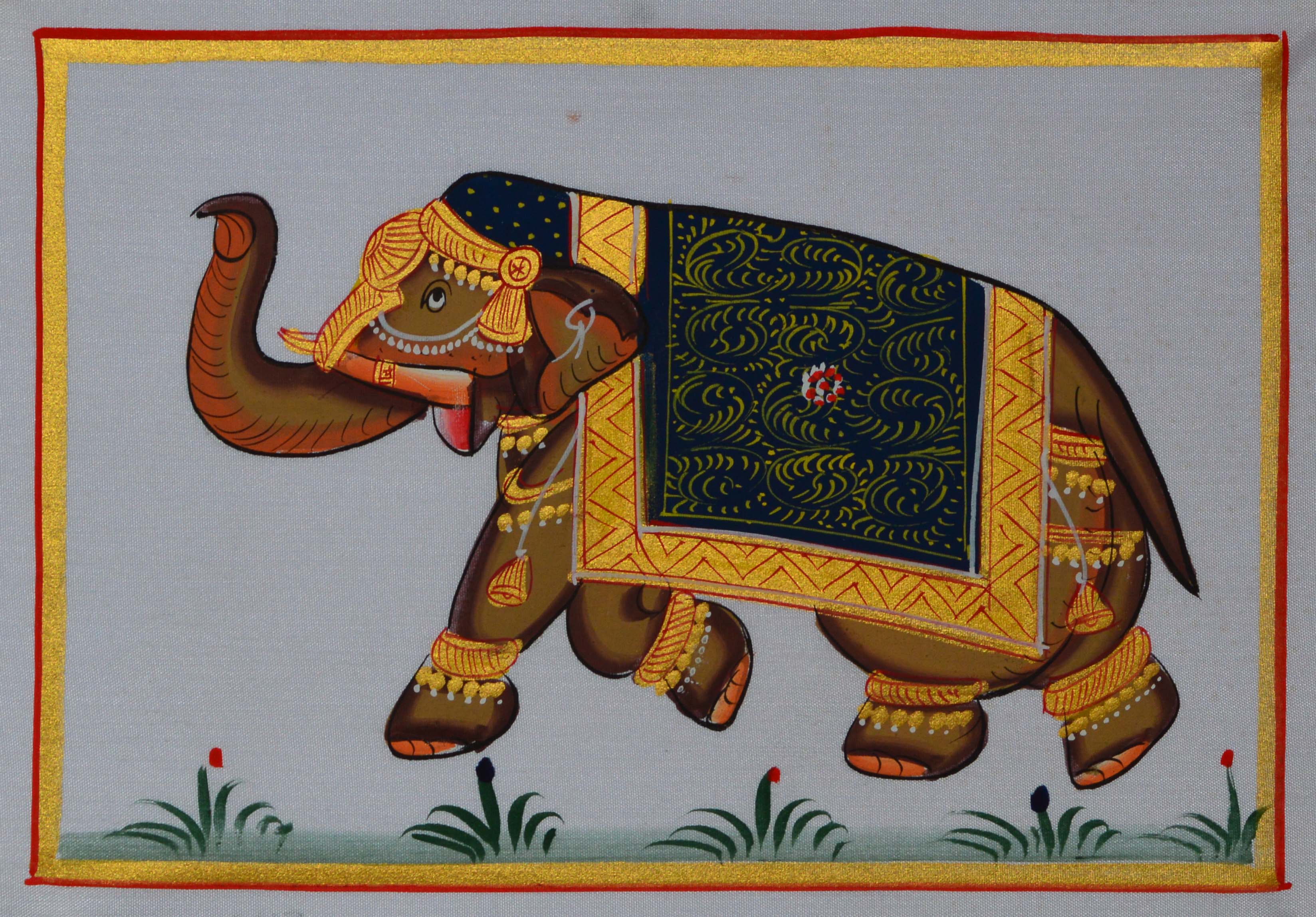 Royal Elephant Original Art Silk Painting