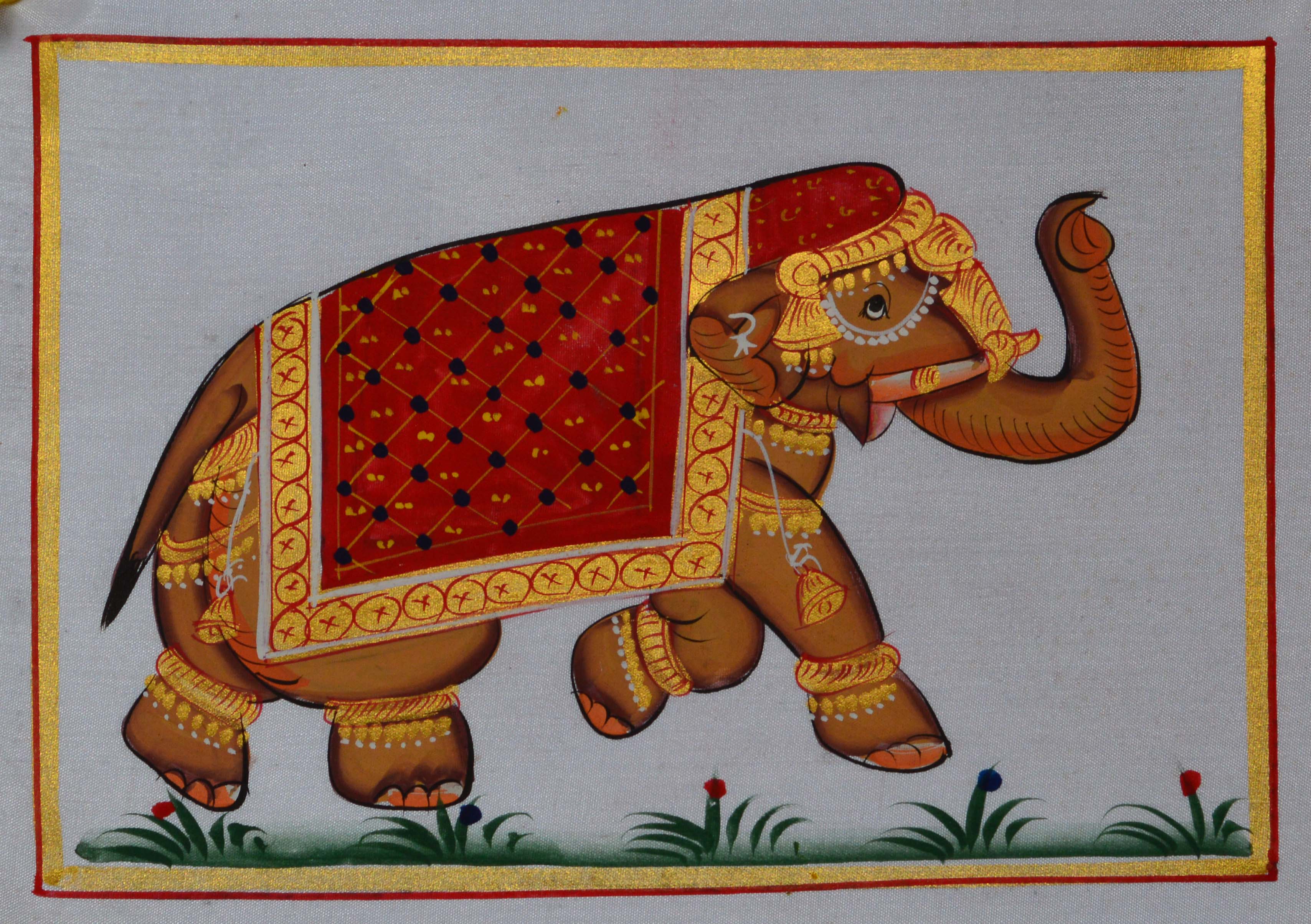 Royal Elephant Original Art Silk Painting
