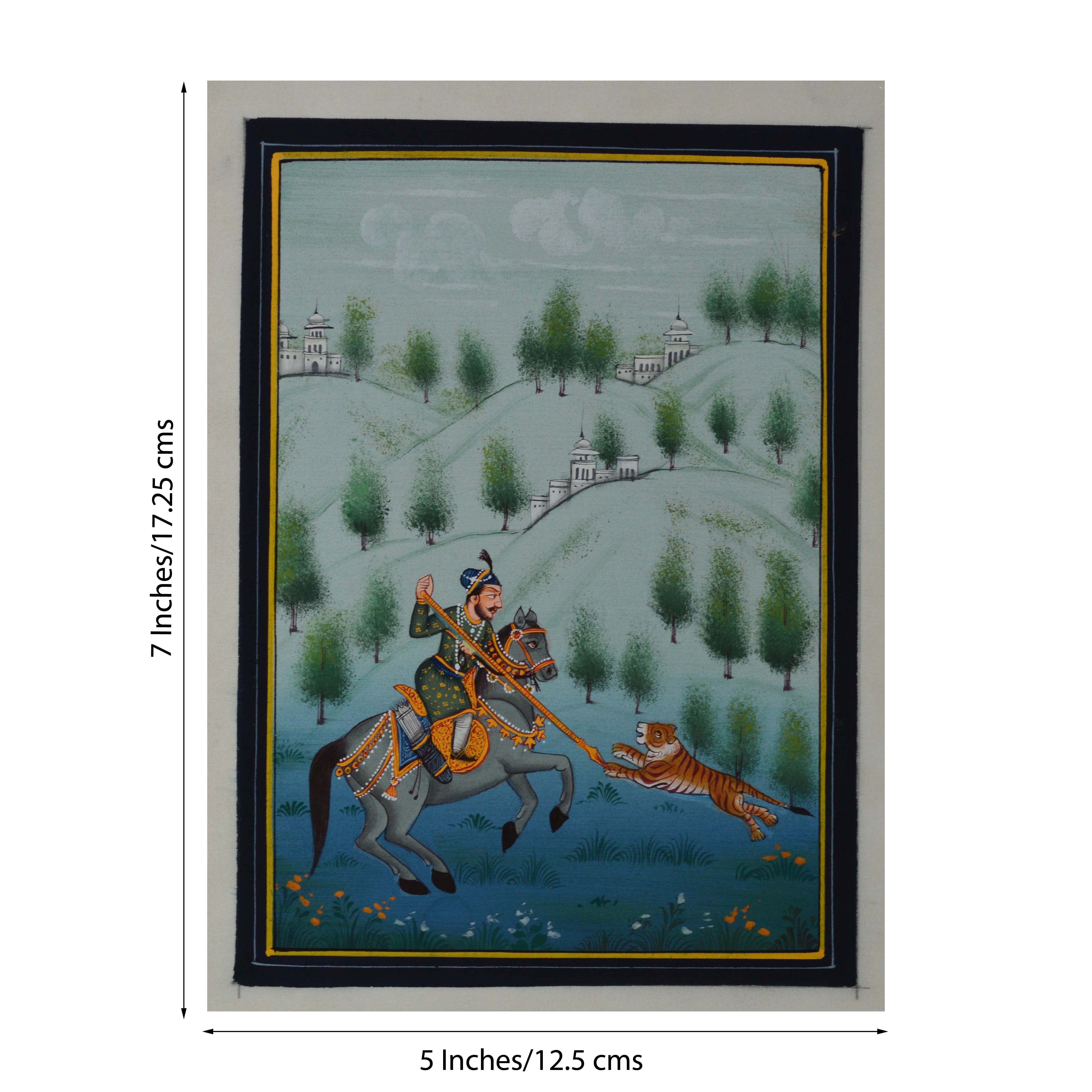 King Hunting Tiger Original Art Silk Painting 1