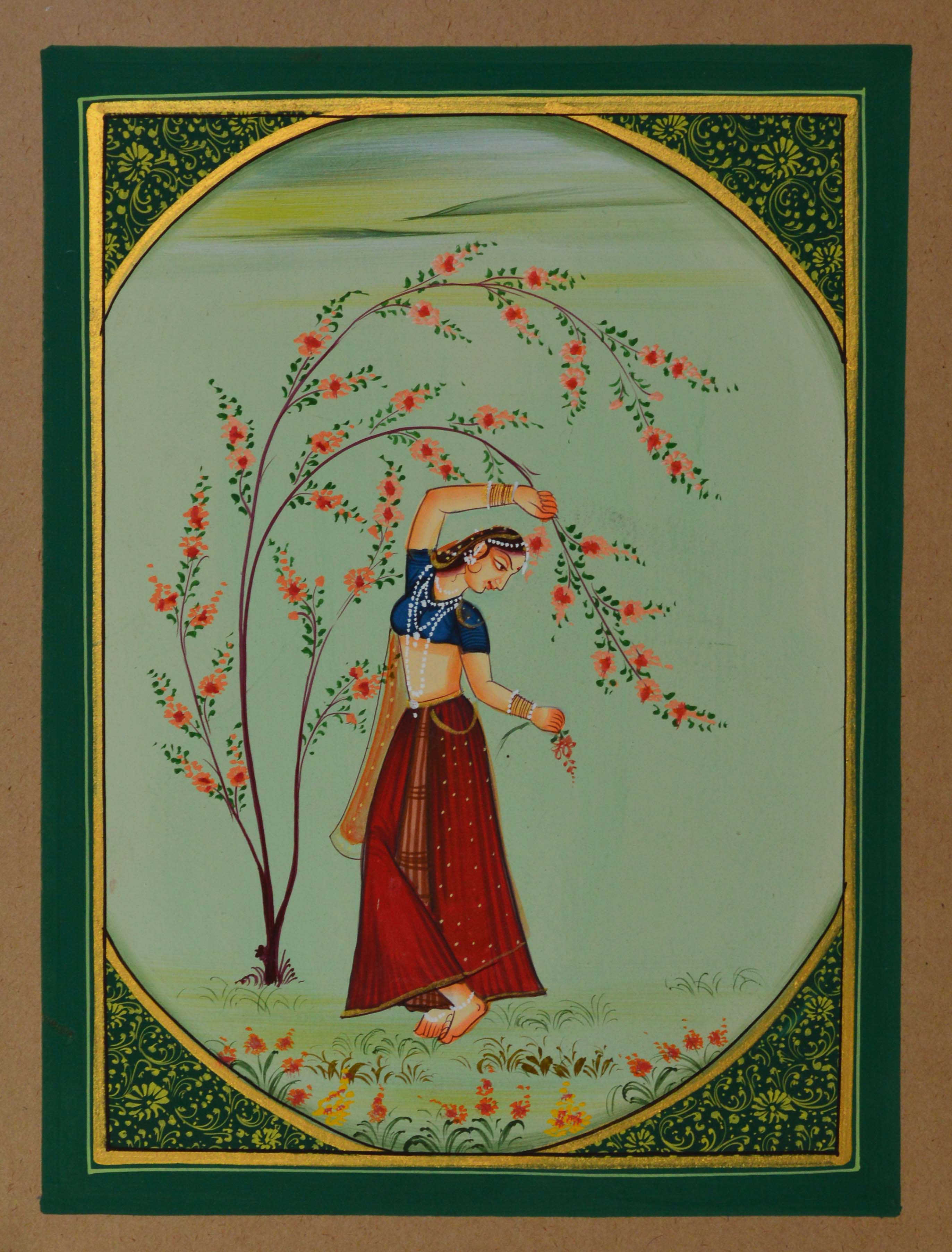 Ragini in Dance Pose Original Art Paper Painting - eCraftIndia Online