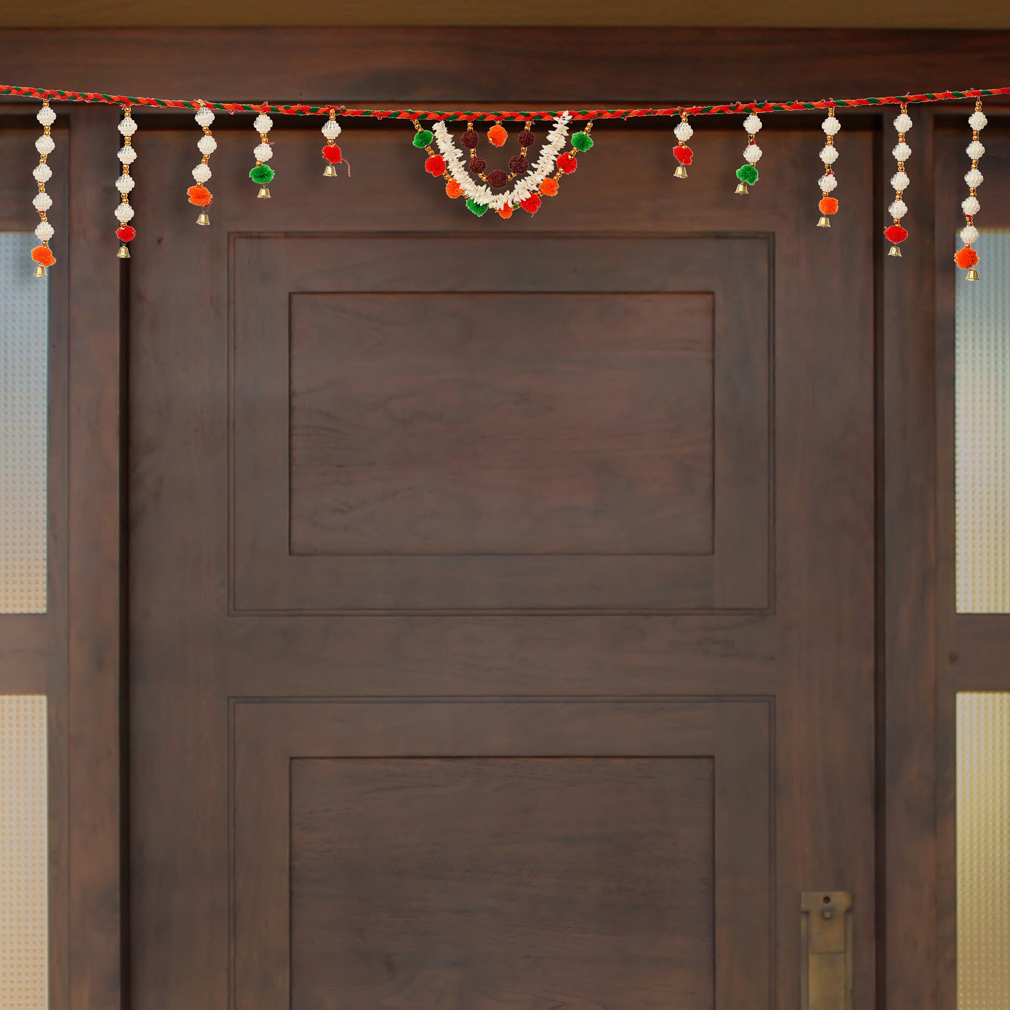 Decorative Colorful Bandarwal/Toran  Door Hanging with Shells and Rudraksh