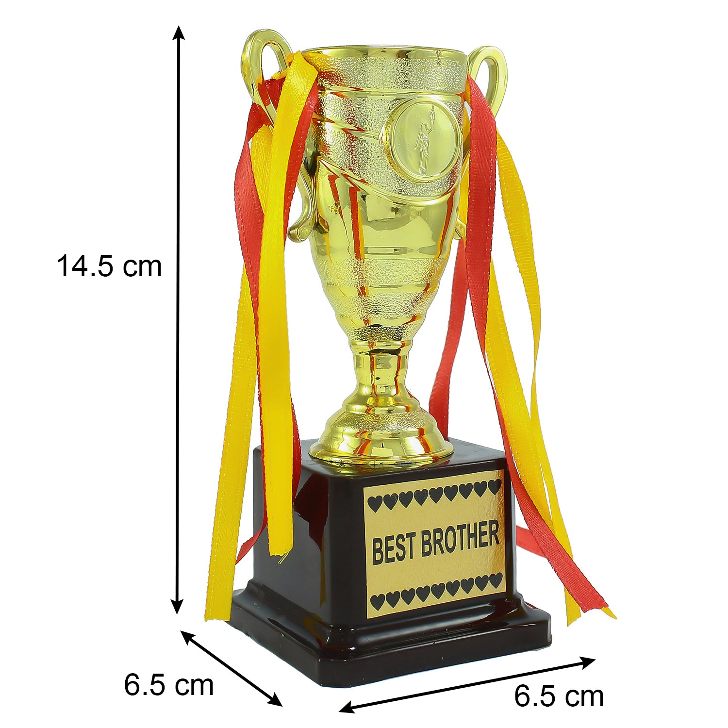 Designer Stone Krishna Rakhi with Best Brother Trophy and Roli Chawal Pack 2
