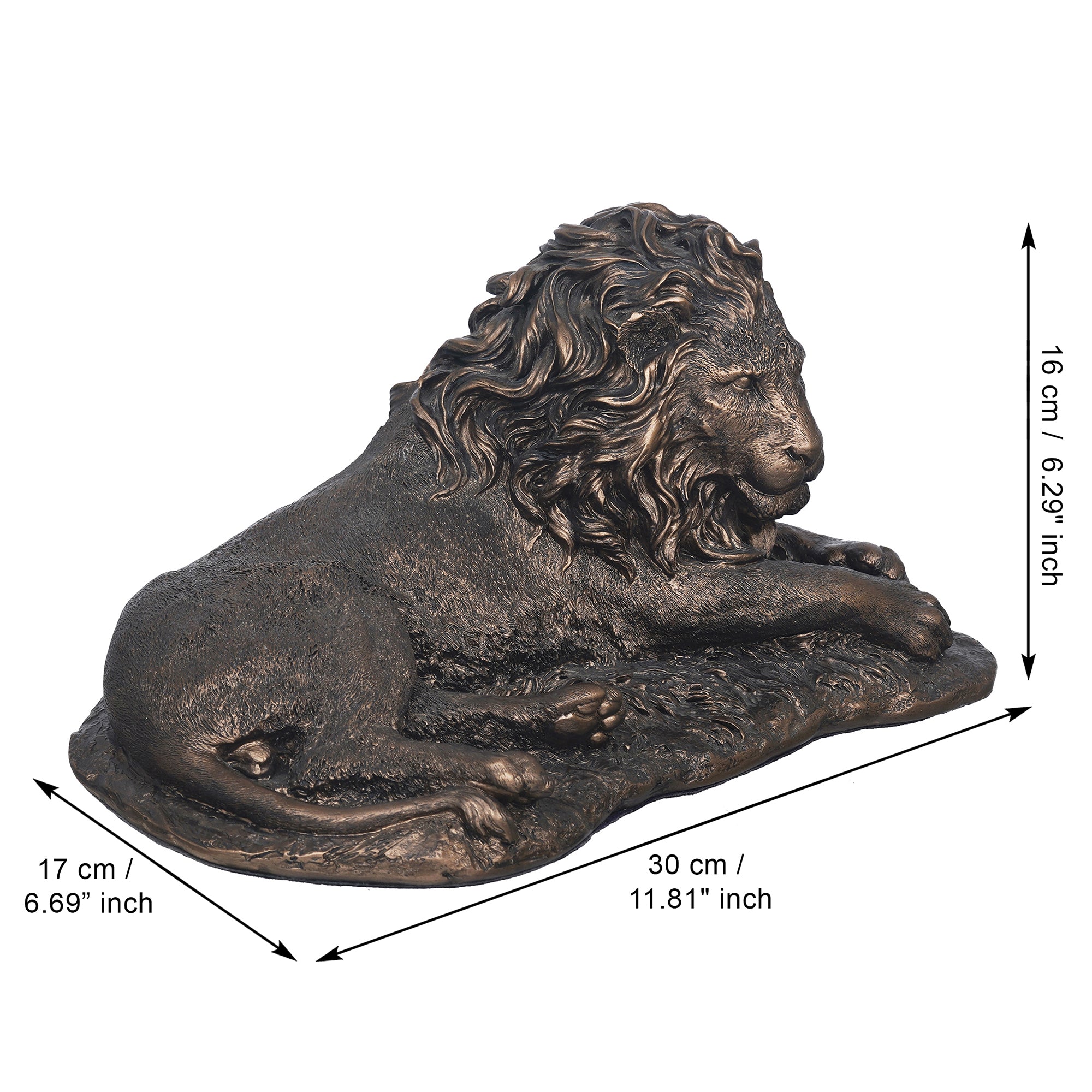 eCraftIndia Rustic Gold Forest King Lion Statue Sitting on Rock 3