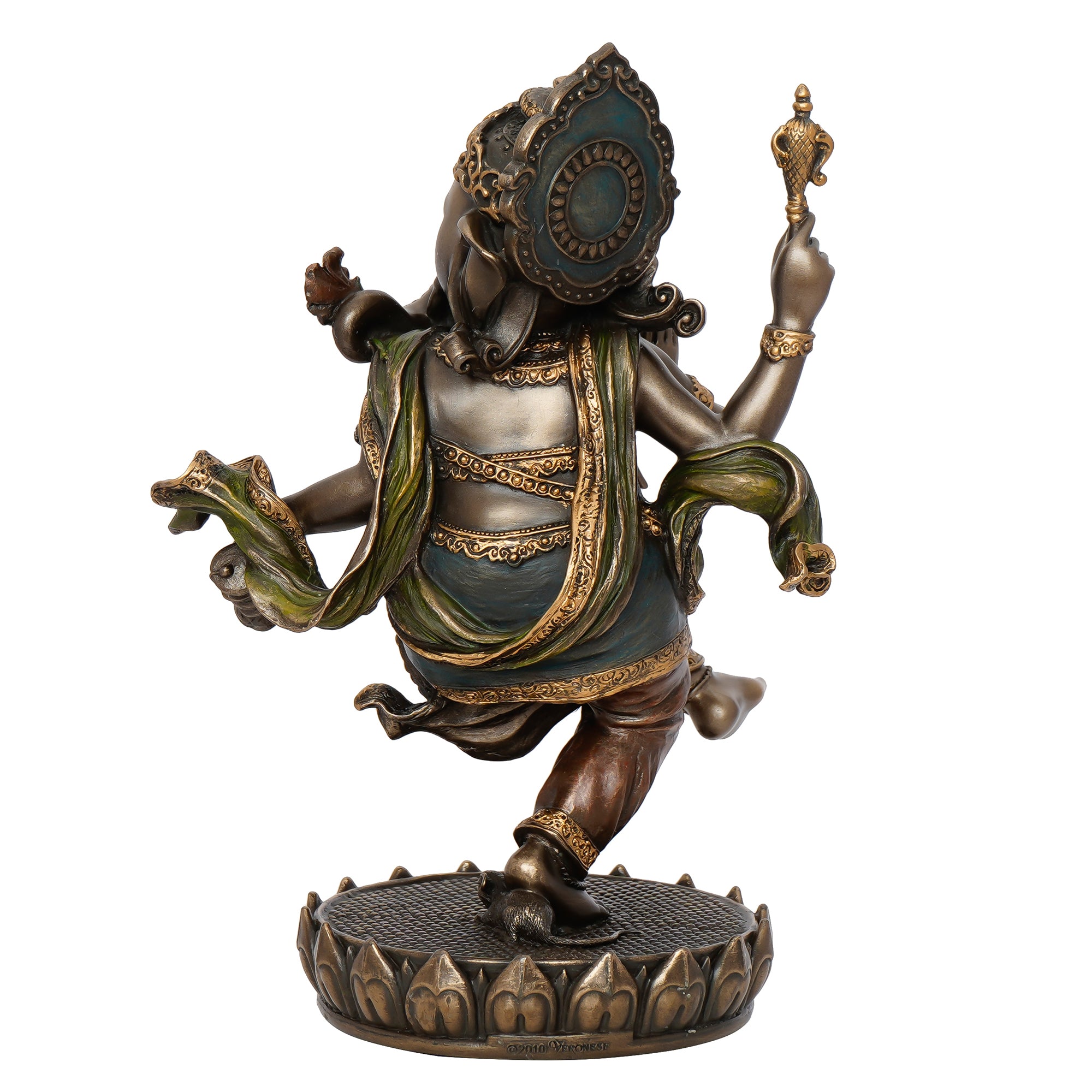 Brown Polyresin and Bronze Dancing Lord Ganesha Idol 6