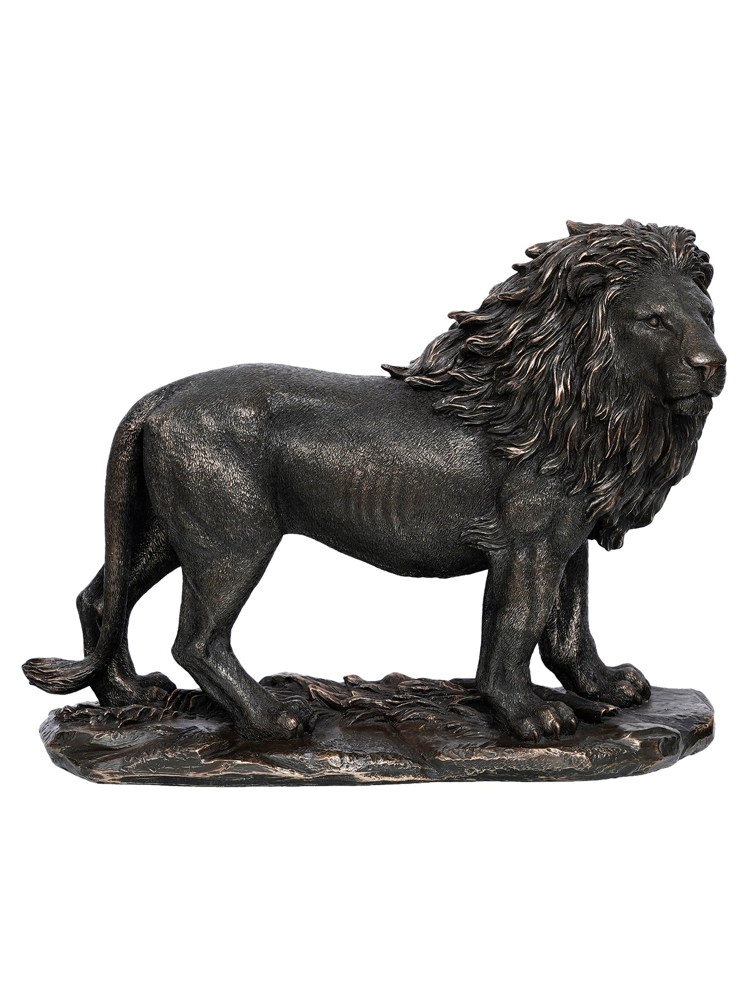 Polyresin and Bronze Black Carved Brave Lion Showpiece Decorative Animal Figurine 2