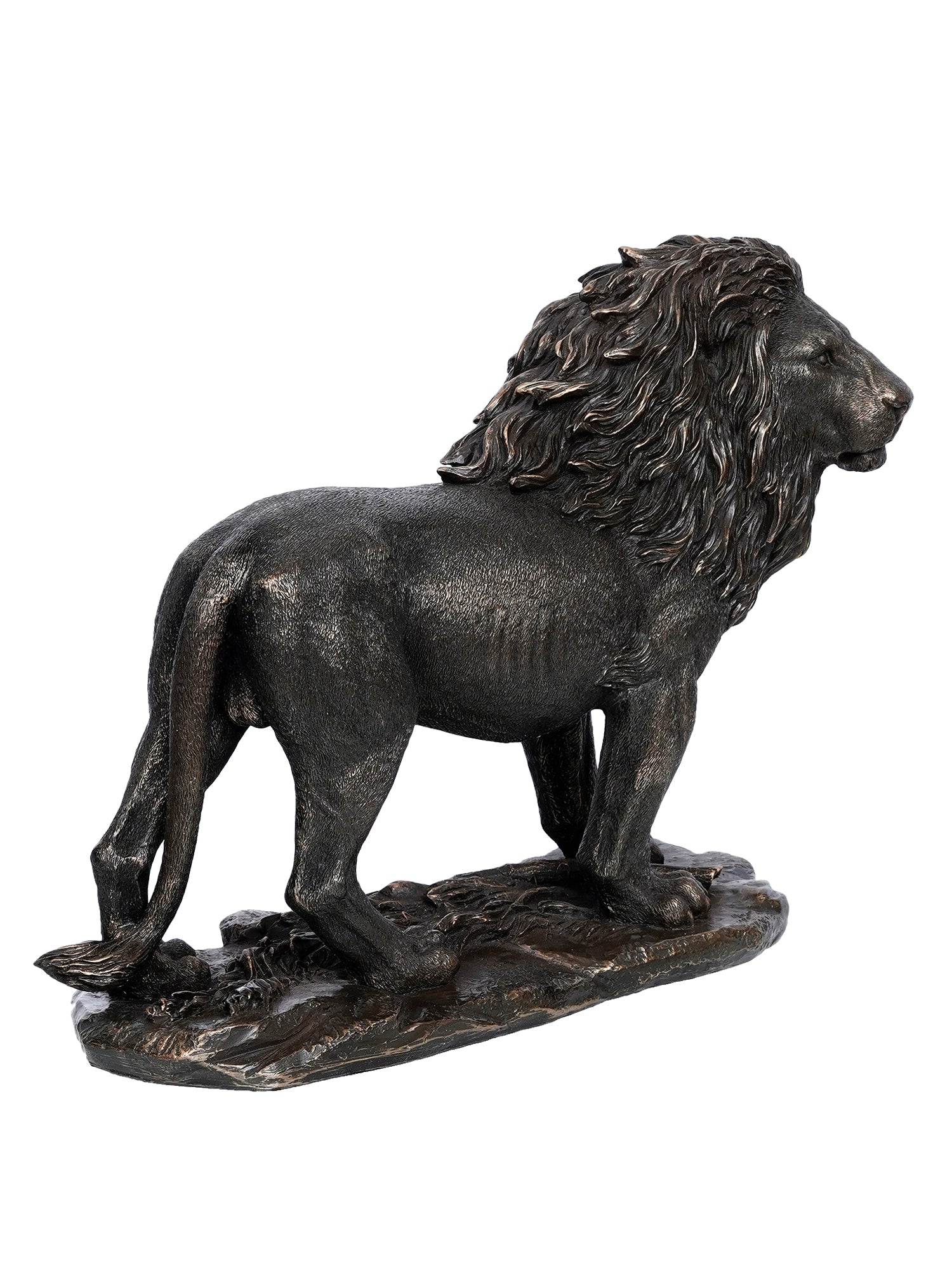 Polyresin and Bronze Black Carved Brave Lion Showpiece Decorative Animal Figurine 4