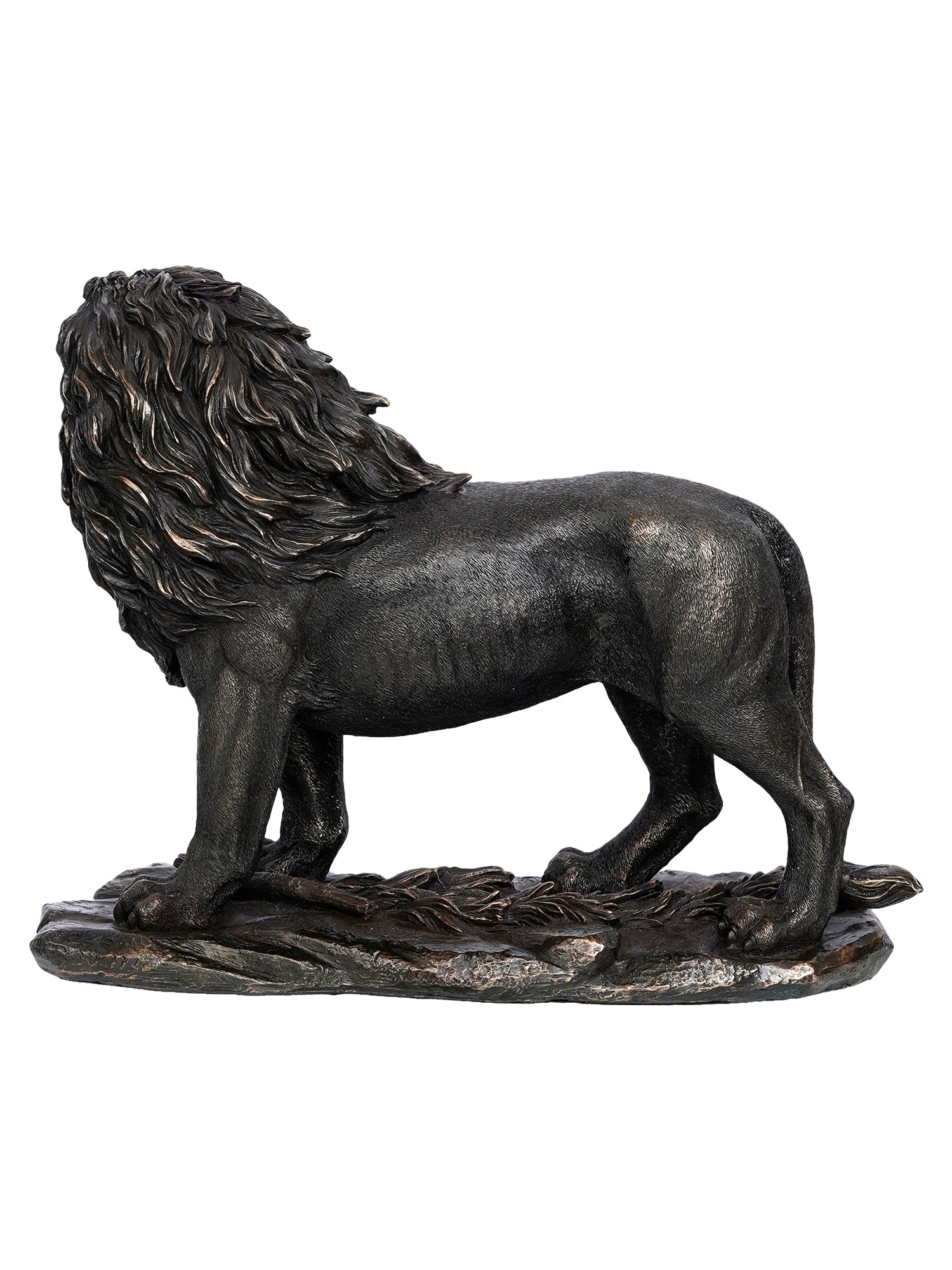 Polyresin and Bronze Black Carved Brave Lion Showpiece Decorative Animal Figurine 5