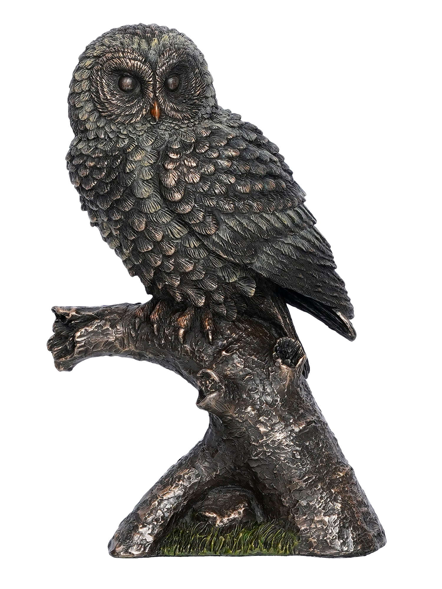 Polyresin and Bronze Black Carved Owl Showpiece Sitting on Branch Decorative Bird Figurine 3