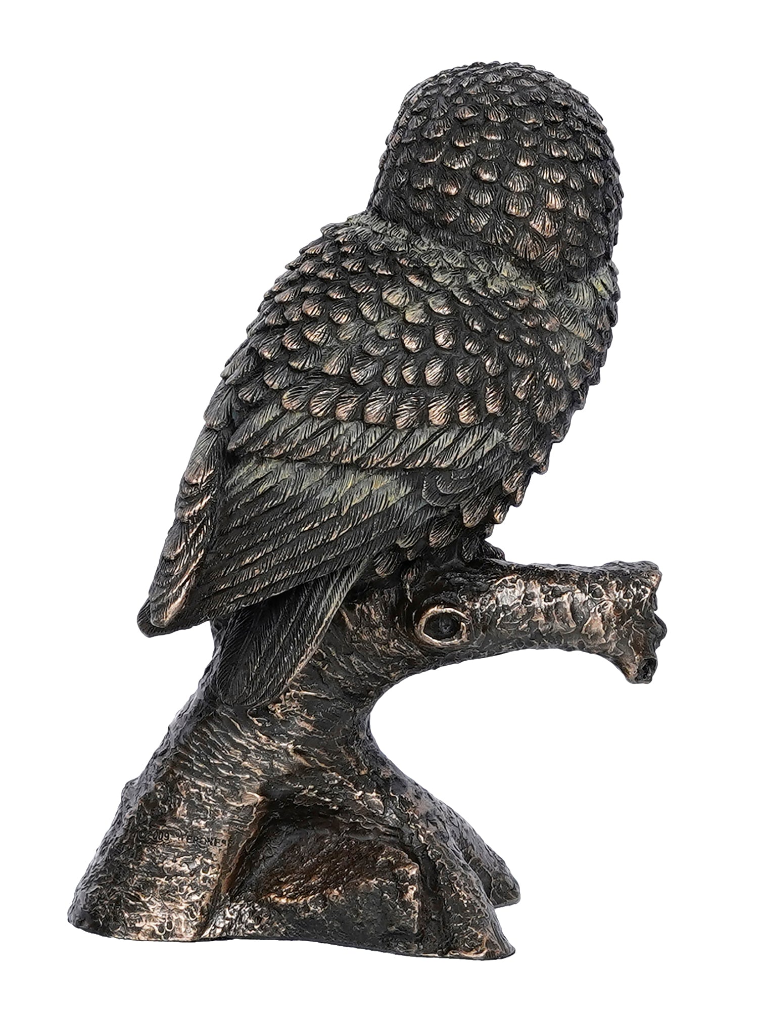 Polyresin and Bronze Black Carved Owl Showpiece Sitting on Branch Decorative Bird Figurine 6