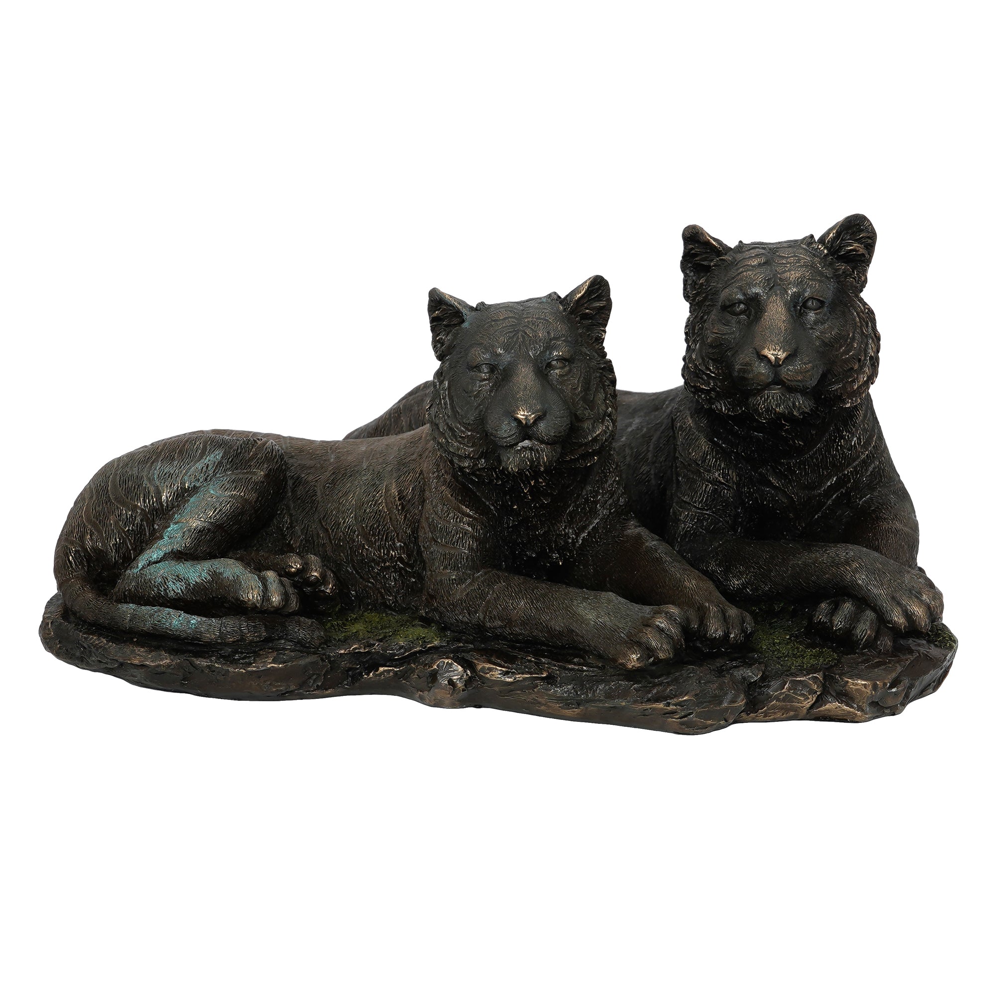 Polyresin and Bronze Decorative Black Tiger & Tigress Figurine 2