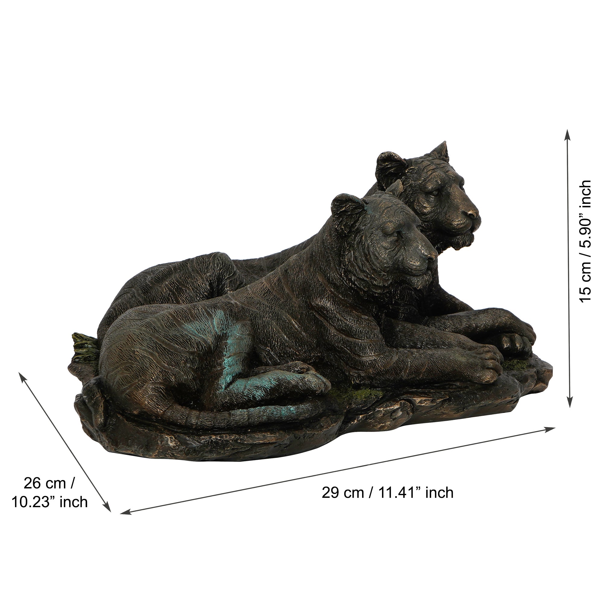 Polyresin and Bronze Decorative Black Tiger & Tigress Figurine 3