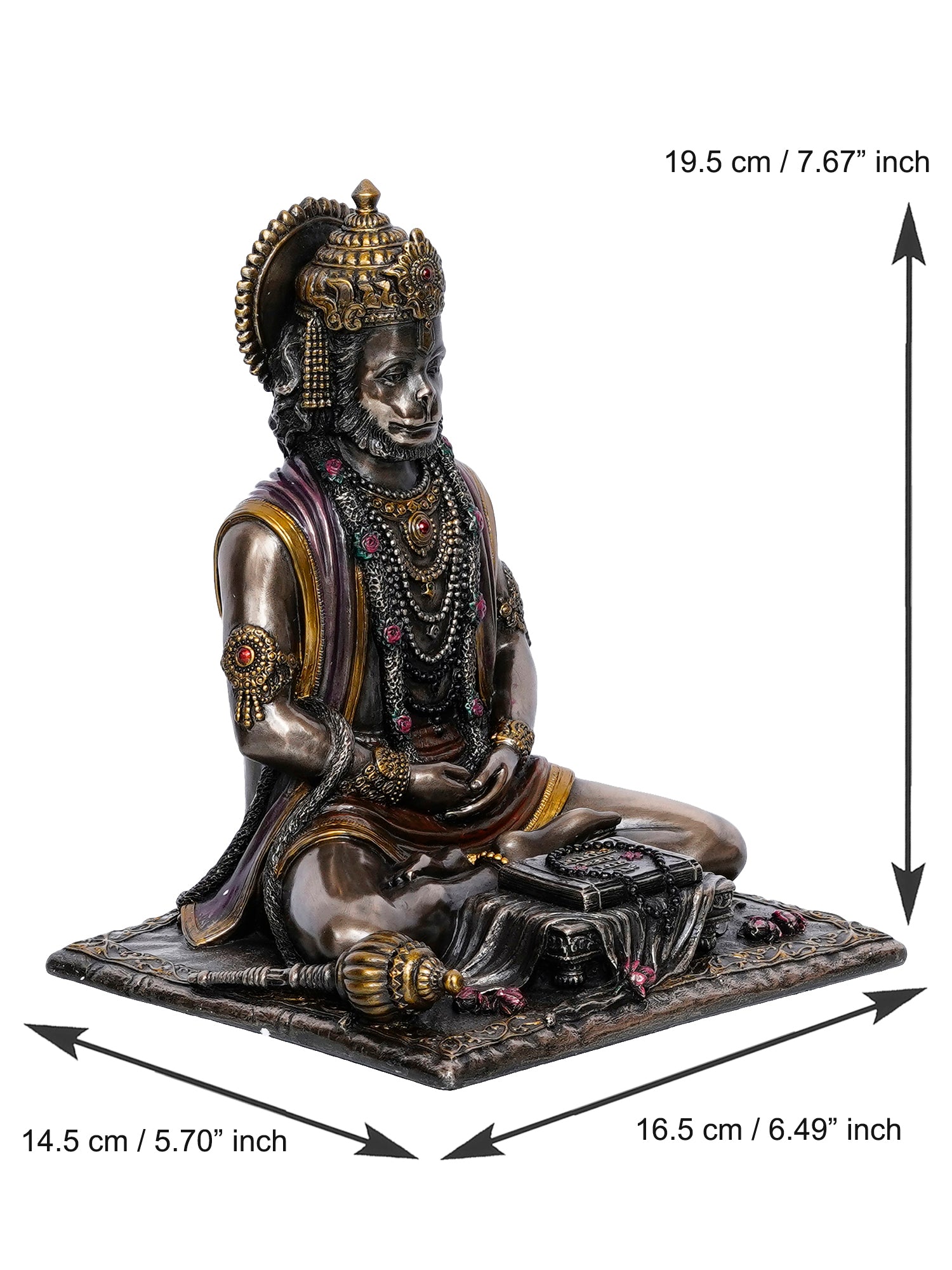 Brown Polyresin and Bronze Meditating Lord Hanuman Idol 3