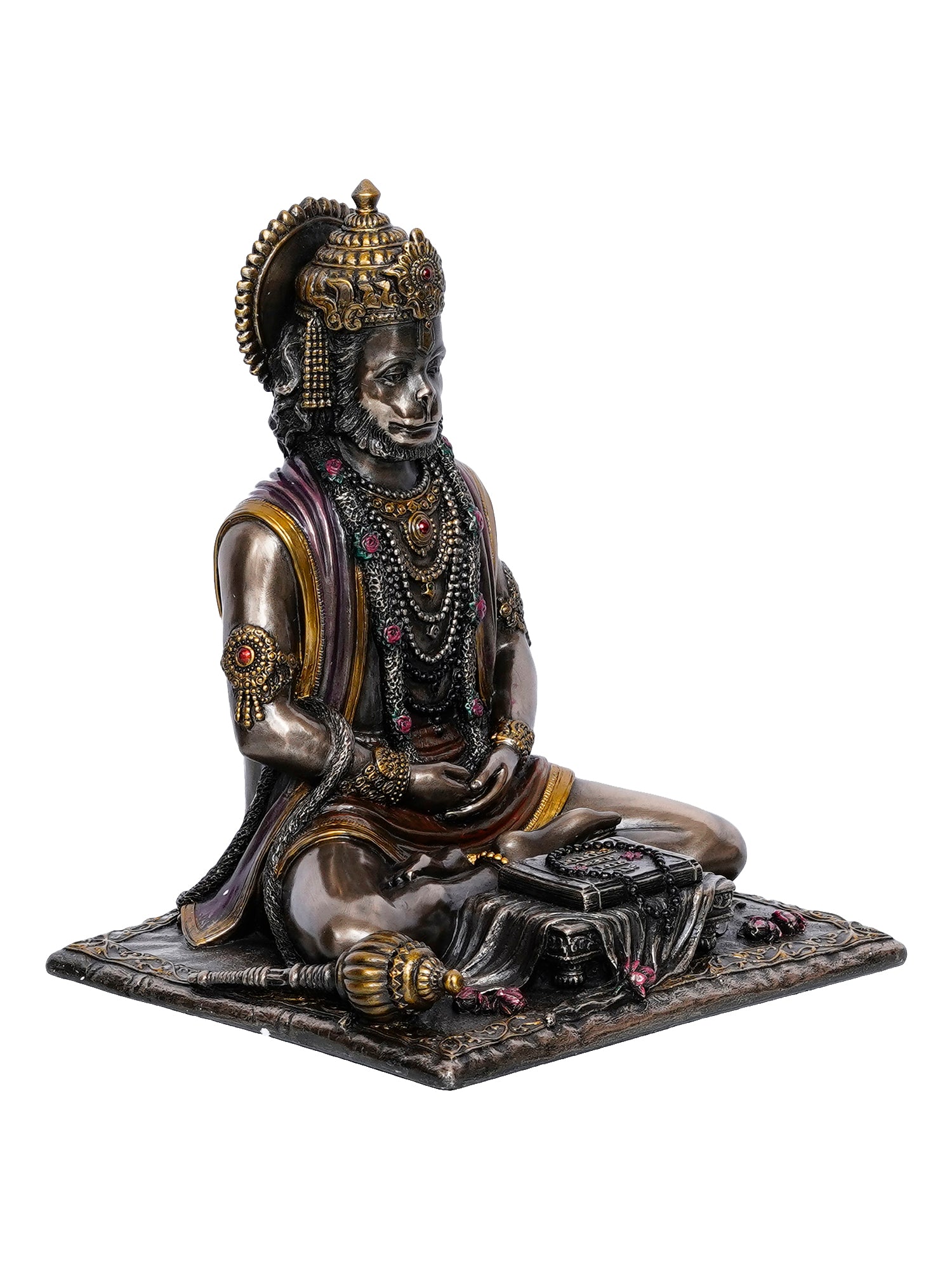 Brown Polyresin and Bronze Meditating Lord Hanuman Idol 4