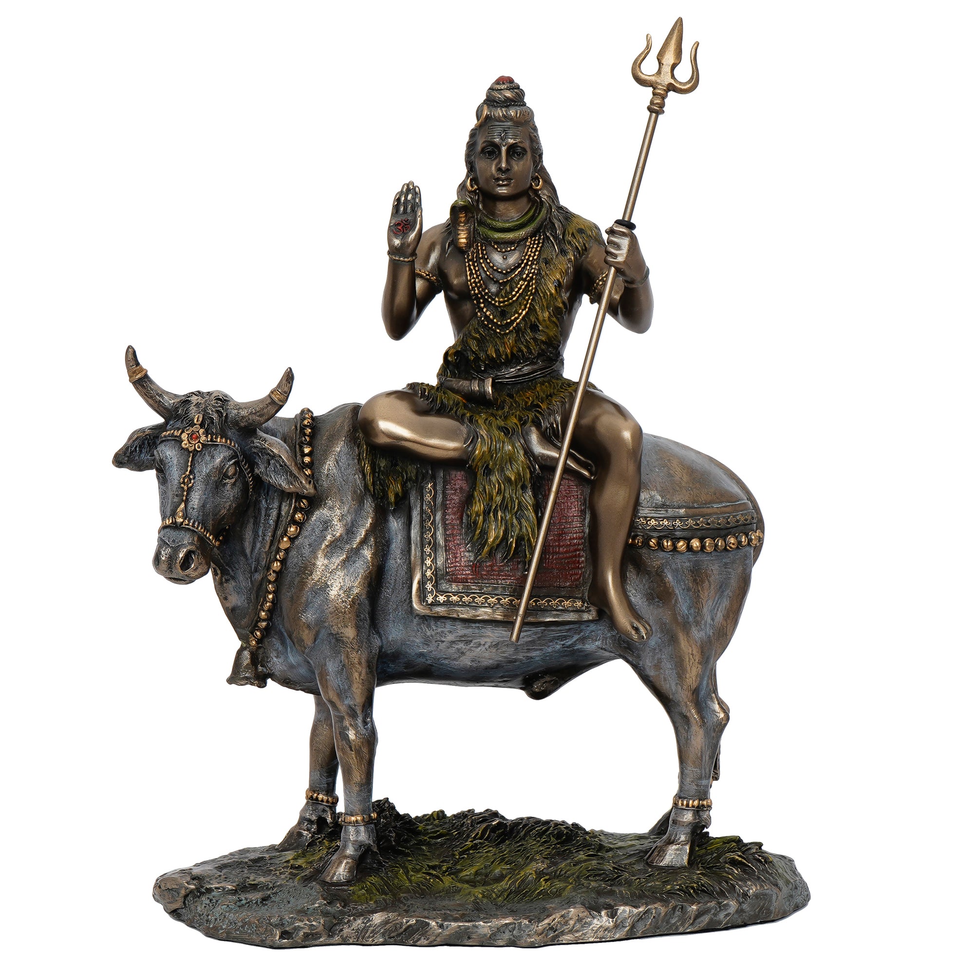 Polyresin and Bronze Lord Shiva statue sitting on Nandi 2