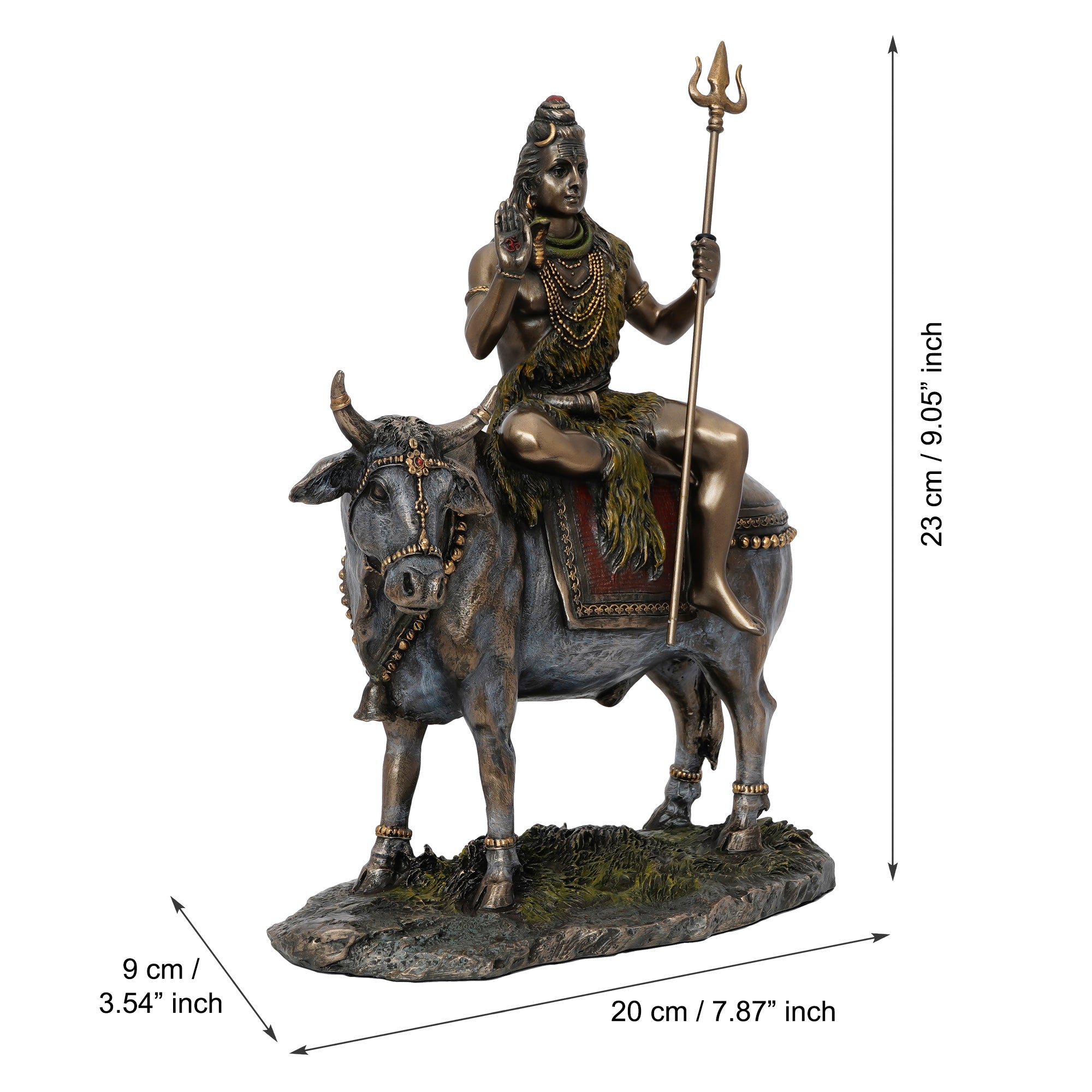 Polyresin and Bronze Lord Shiva statue sitting on Nandi 3