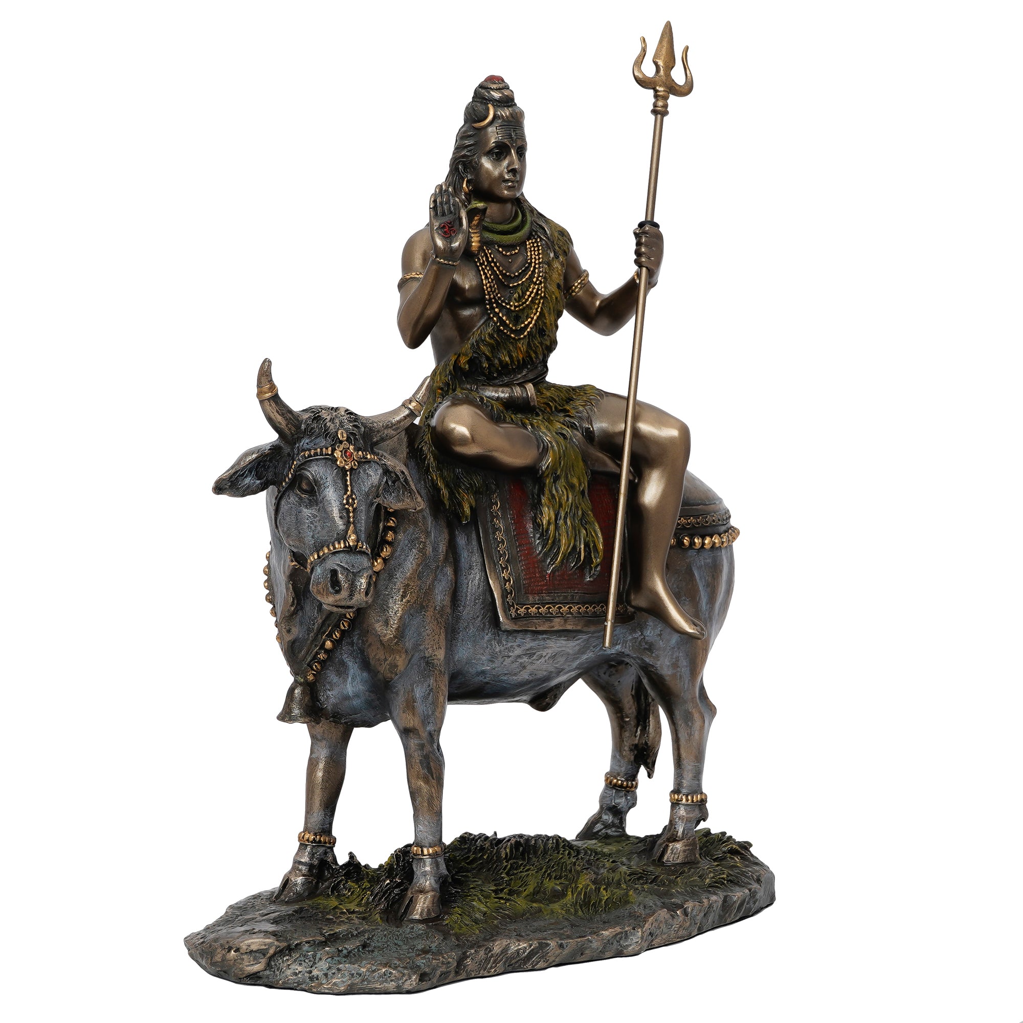 Polyresin and Bronze Lord Shiva statue sitting on Nandi 4