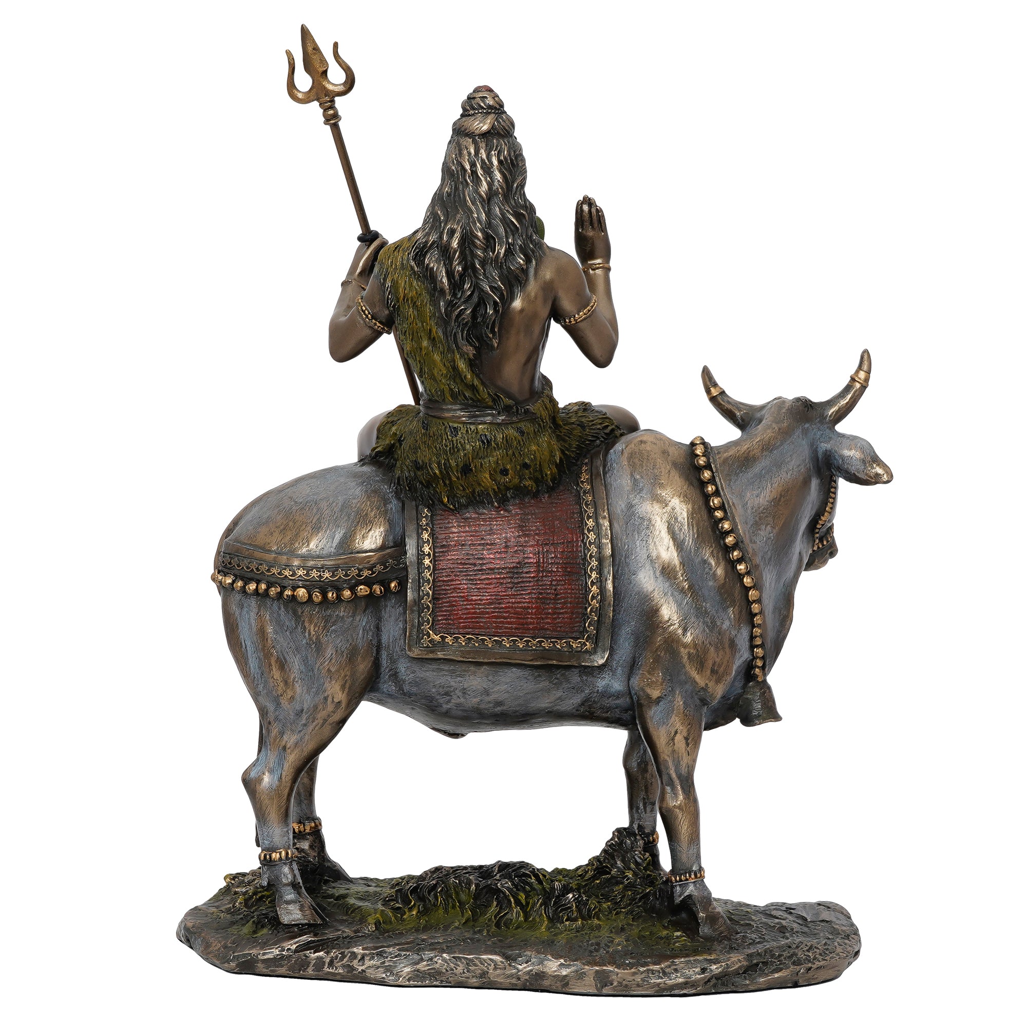 Polyresin and Bronze Lord Shiva statue sitting on Nandi 6