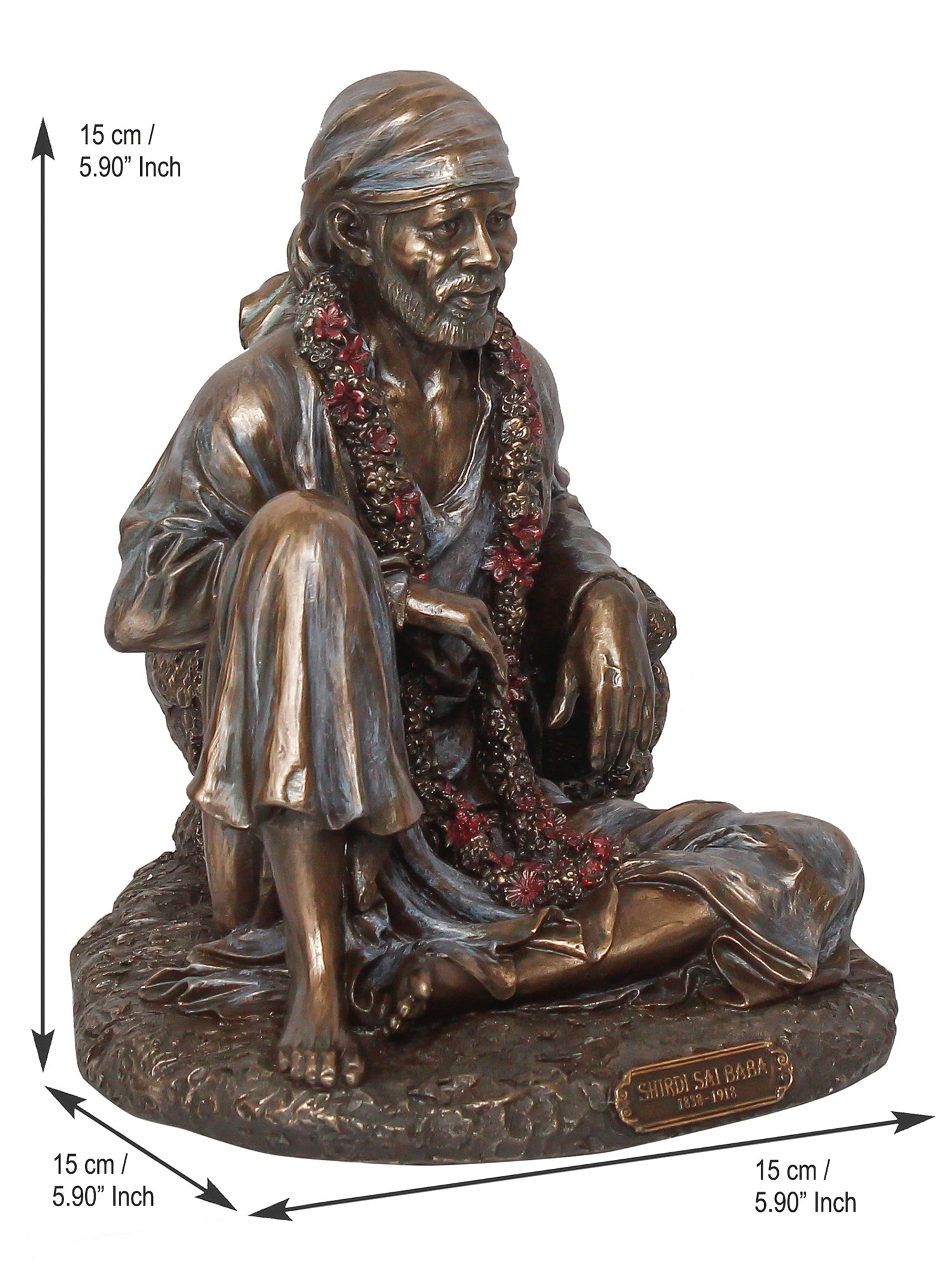 Decorative Polyresin and Bronze Sitting Sai Baba Statue 3