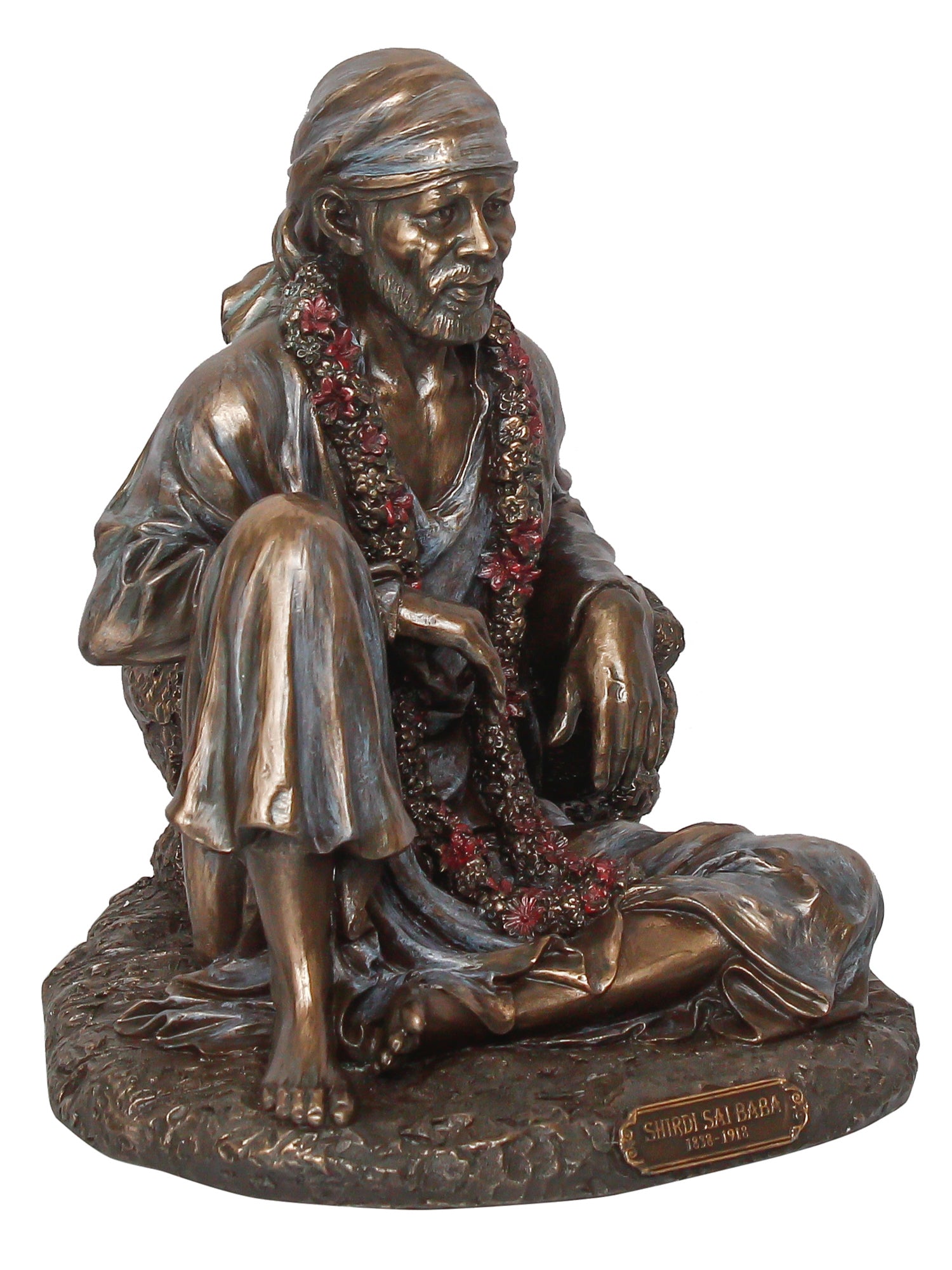 Decorative Polyresin and Bronze Sitting Sai Baba Statue 4