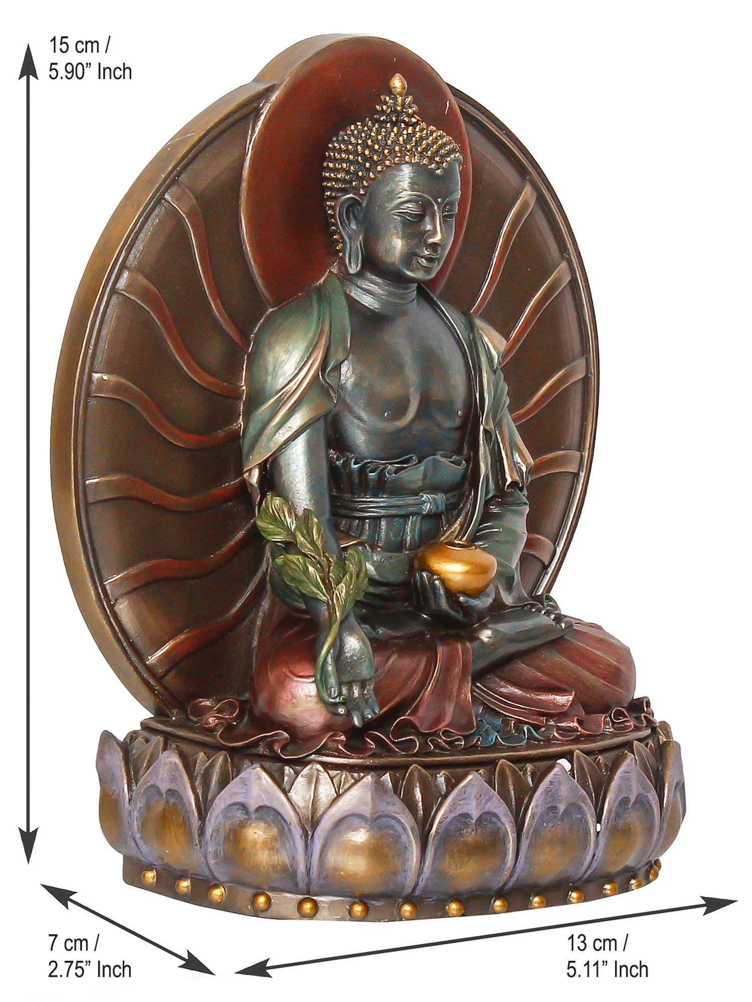Polyresin and Bronze Brown Fine Finish Decorative Meditating Lord Buddha Idol 3