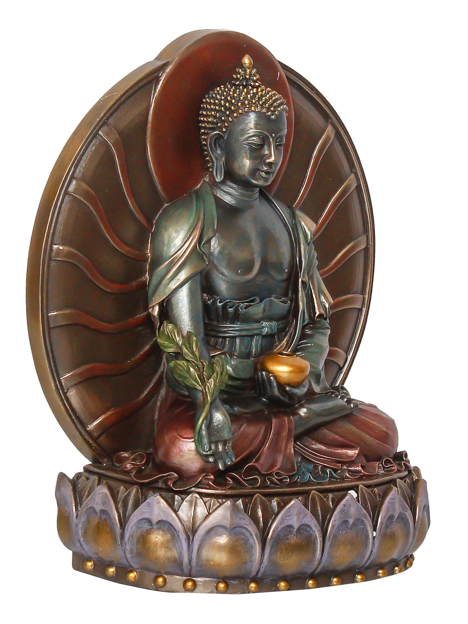 Polyresin and Bronze Brown Fine Finish Decorative Meditating Lord Buddha Idol 4