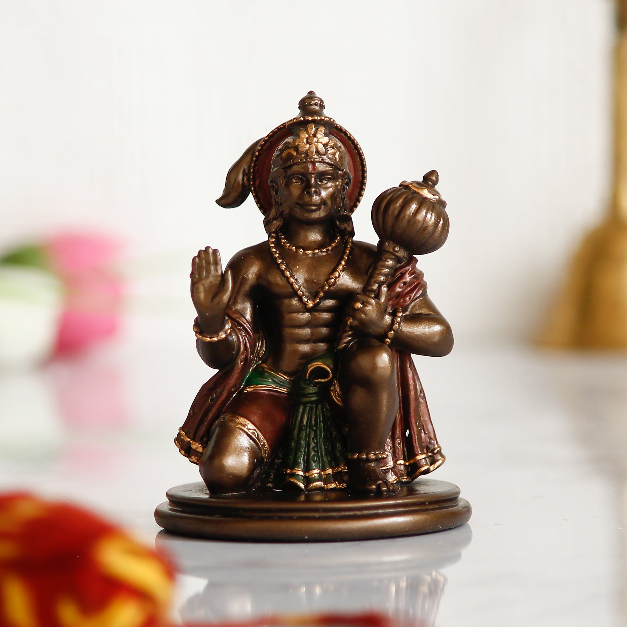 Brown and Copper Polyresin Blessing Lord Hanuman Idol 1