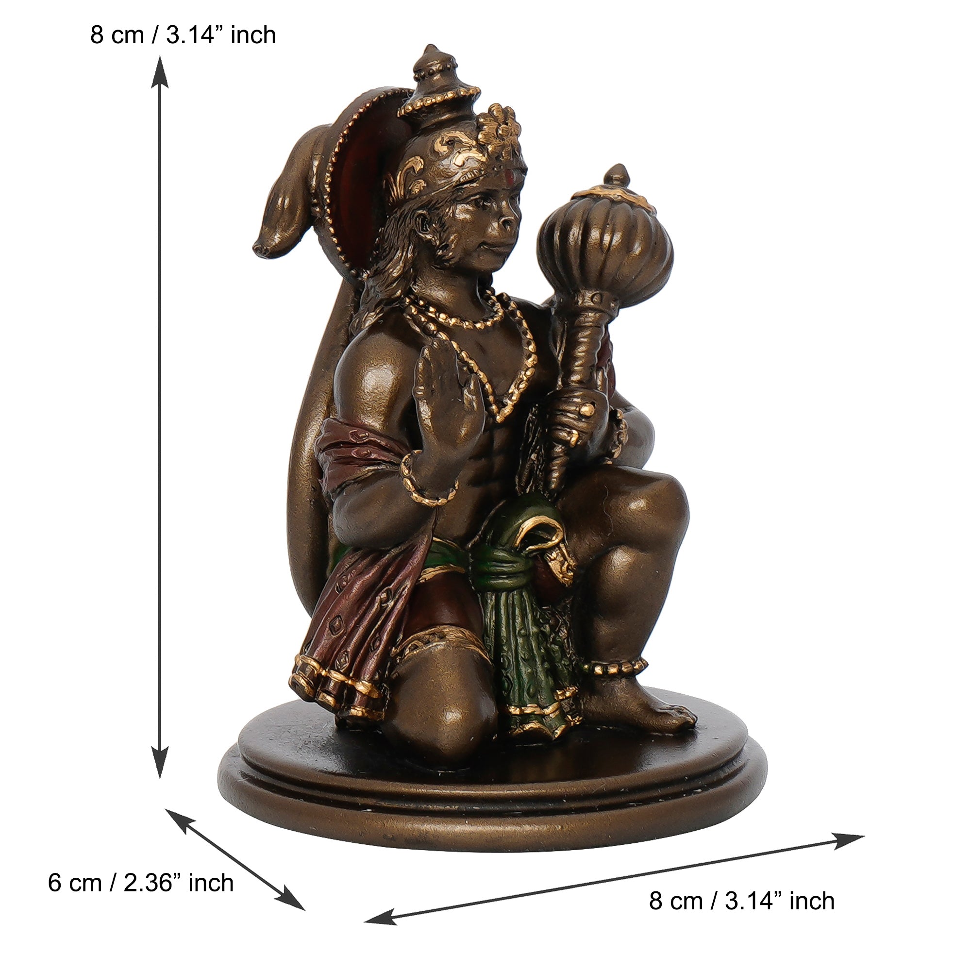 Brown and Copper Polyresin Blessing Lord Hanuman Idol 3