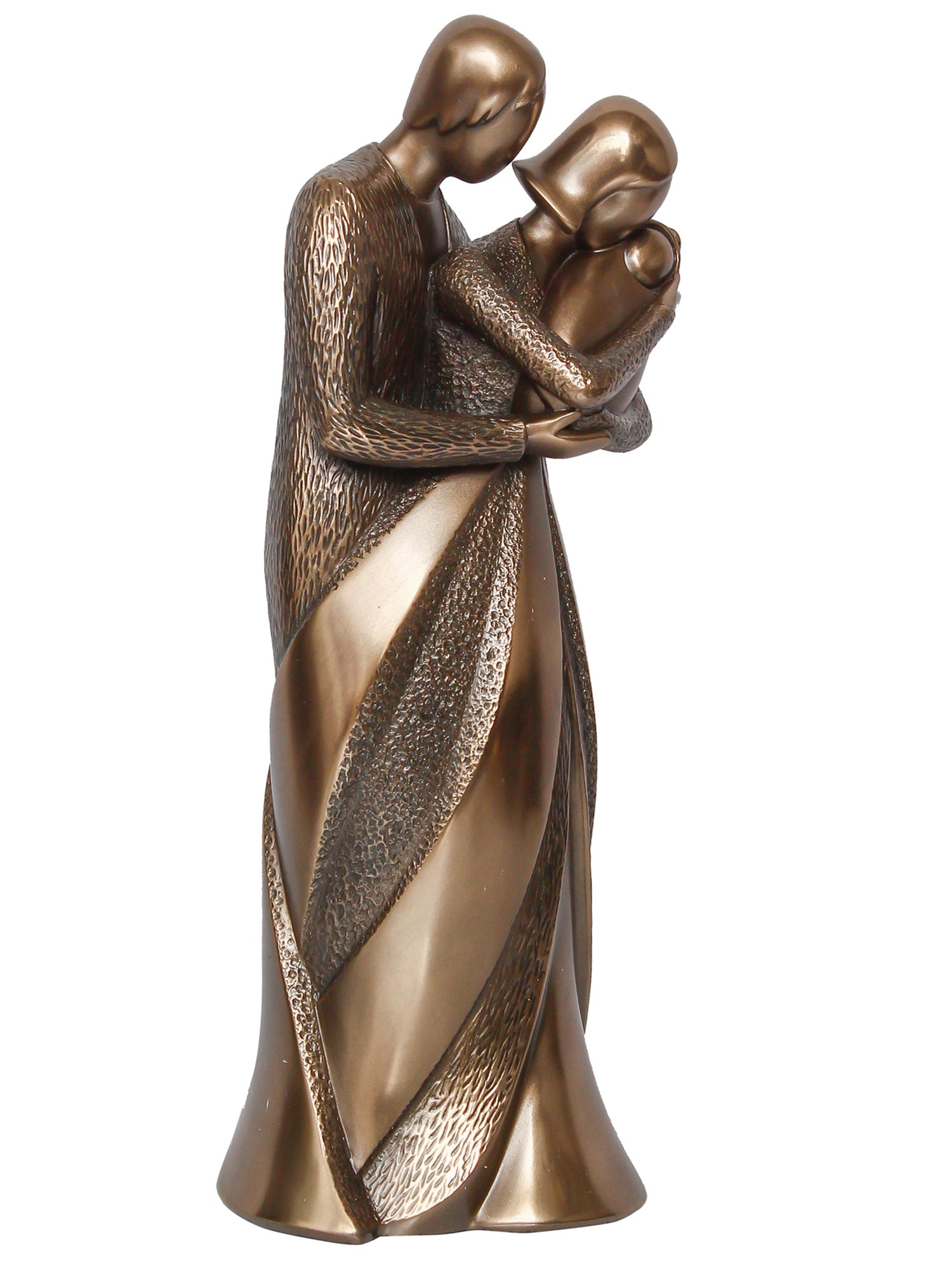 Brown Polyresin and Bronze Beloved Family of Husband, Wife and Kid Human Figurine Decorative Showpiece 2