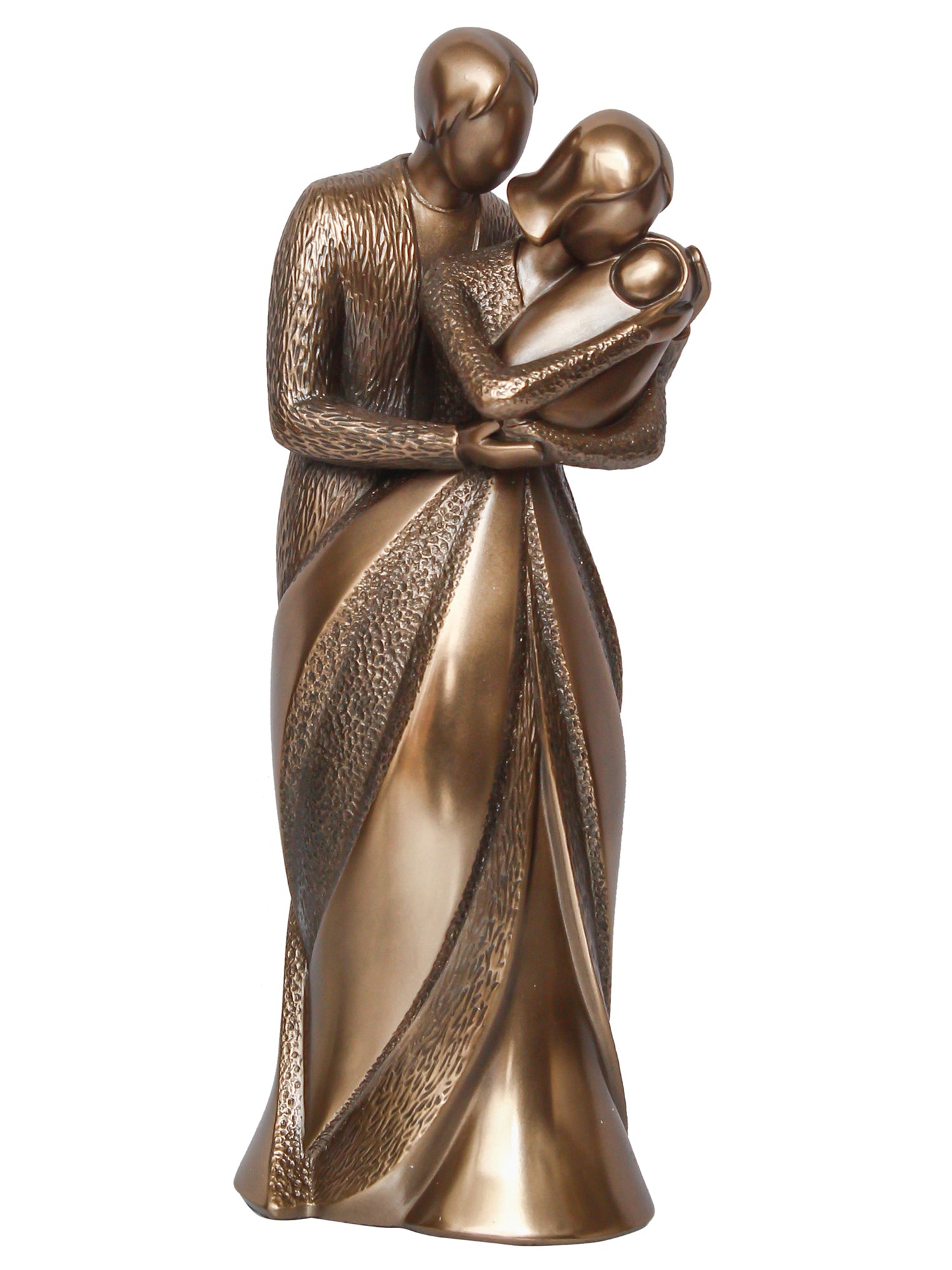 Brown Polyresin and Bronze Beloved Family of Husband, Wife and Kid Human Figurine Decorative Showpiece 4