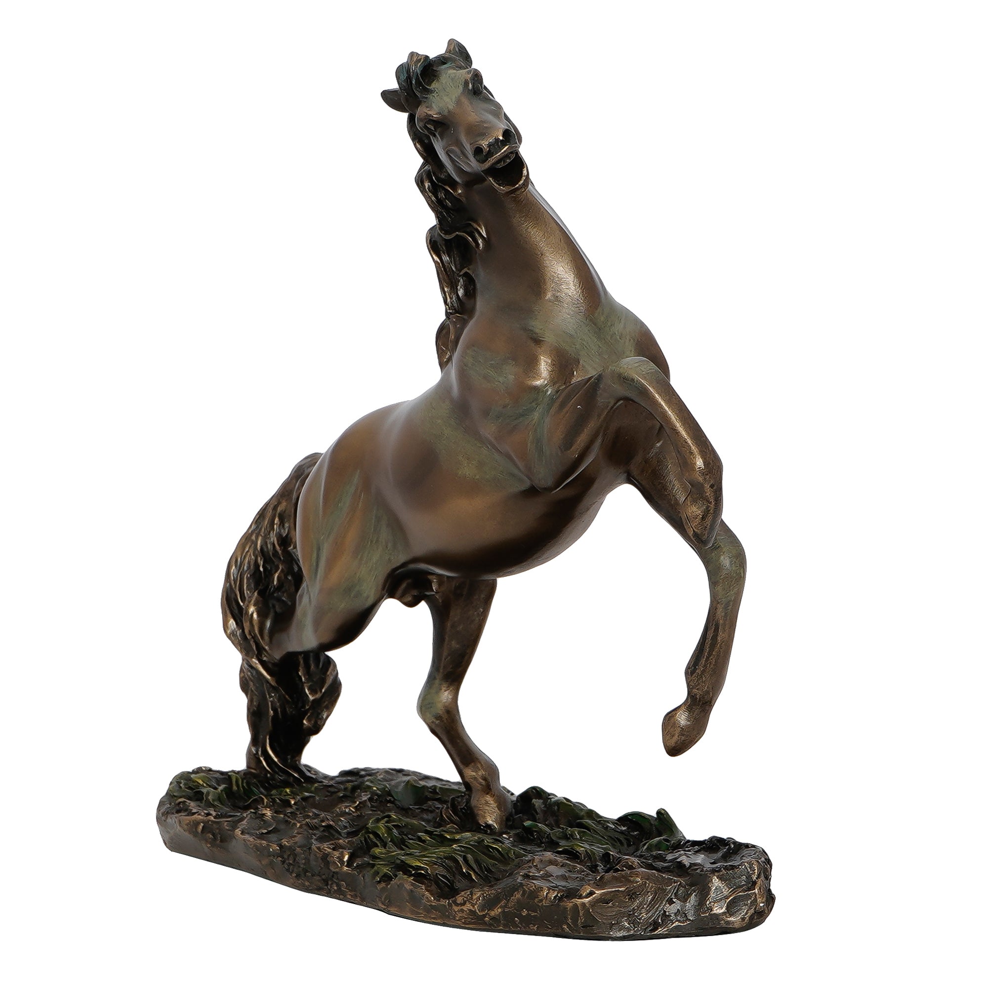 Brown Polyresin and Bronze Running Horse Statue Decorative Animal Figurine Showpiece 2