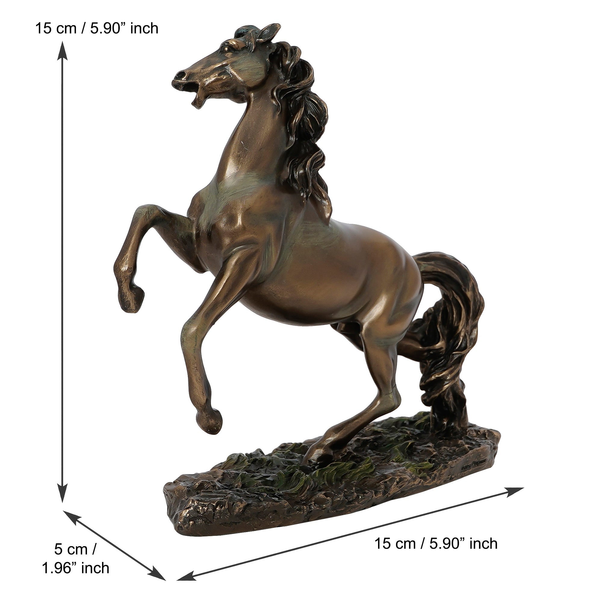 Brown Polyresin and Bronze Running Horse Statue Decorative Animal Figurine Showpiece 3