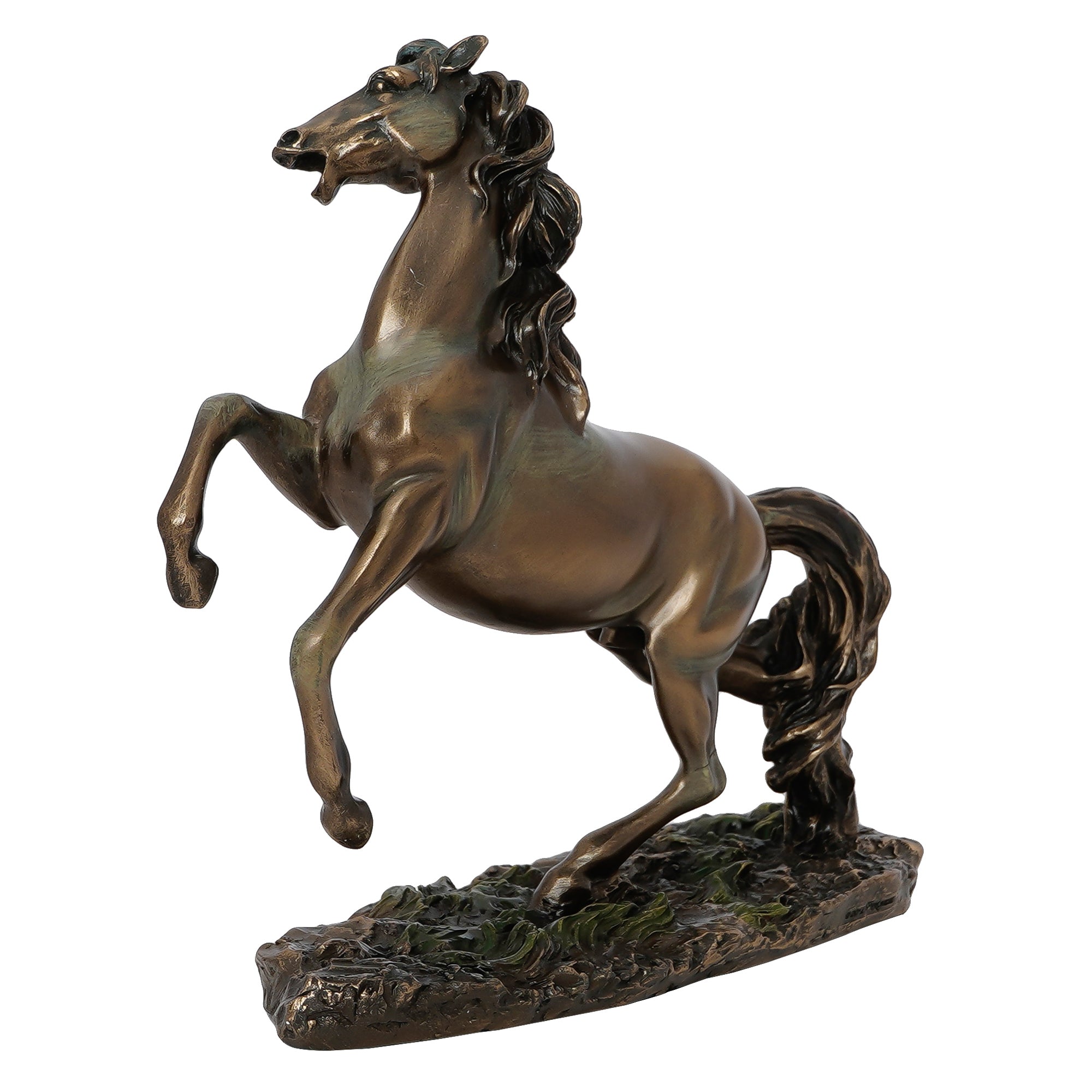 Brown Polyresin and Bronze Running Horse Statue Decorative Animal Figurine Showpiece 4