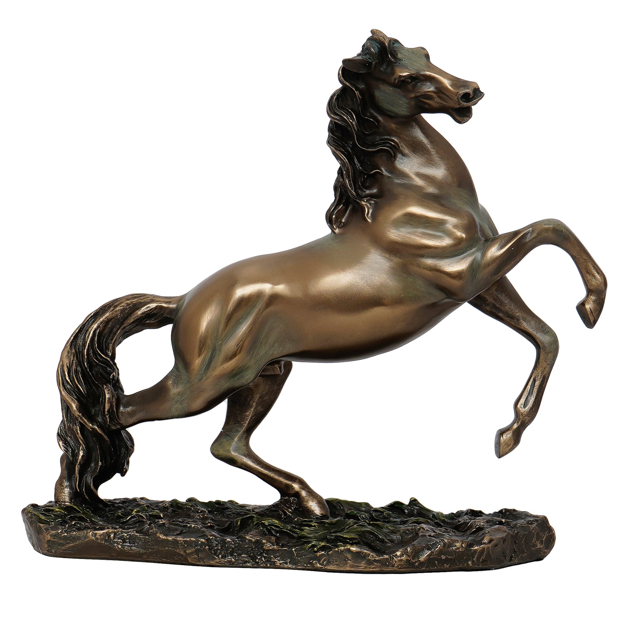 Brown Polyresin and Bronze Running Horse Statue Decorative Animal Figurine Showpiece 5