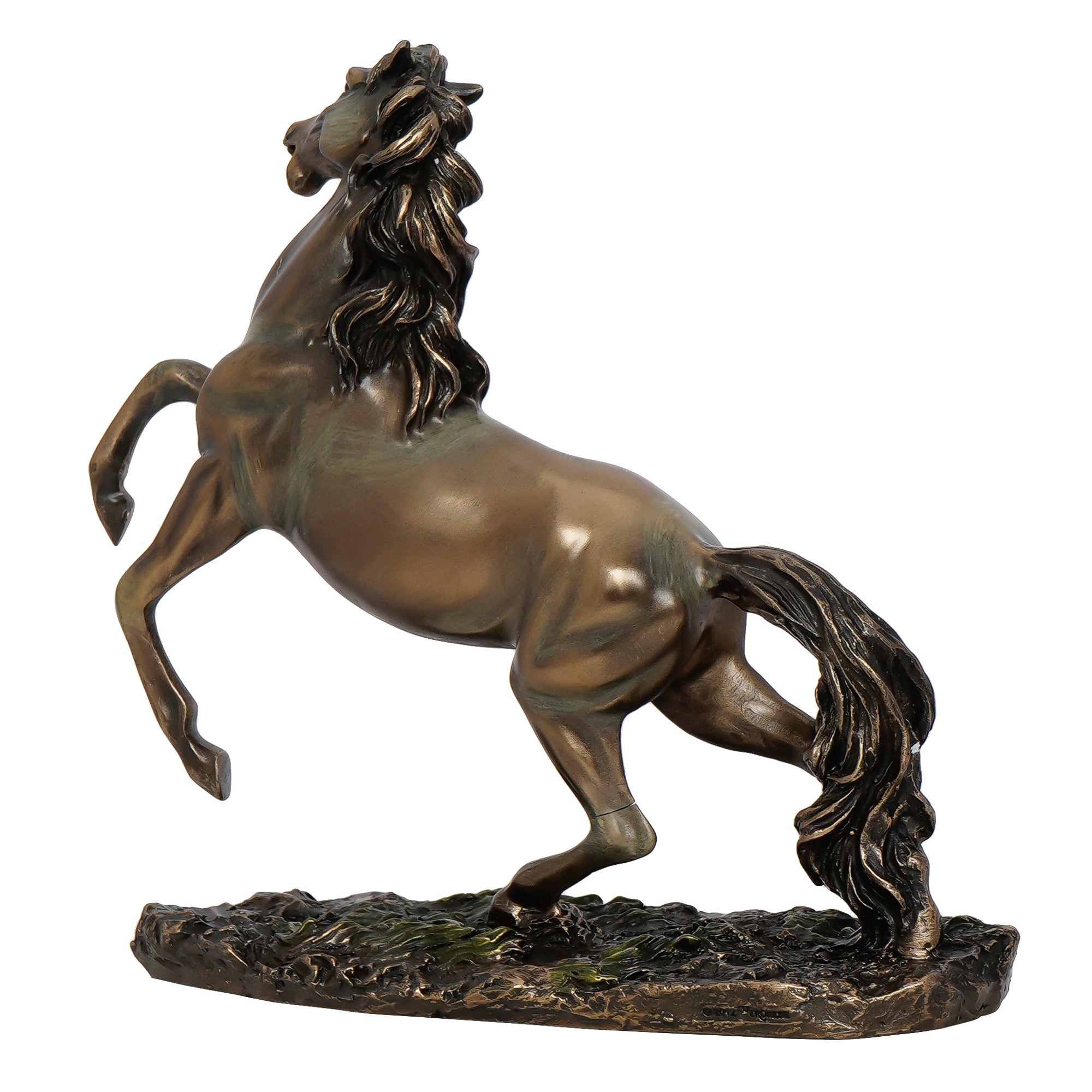 Brown Polyresin and Bronze Running Horse Statue Decorative Animal Figurine Showpiece 6