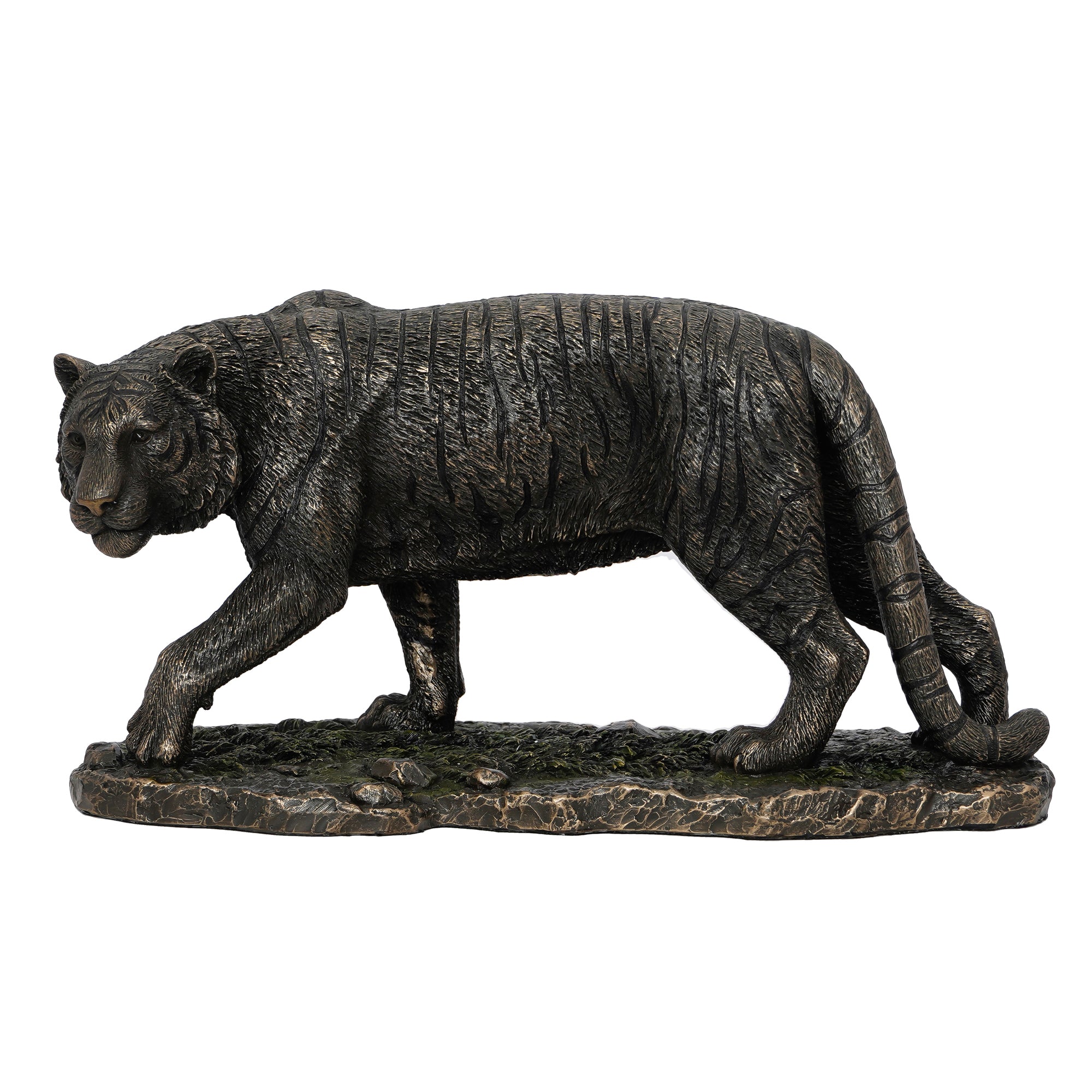 Brown Polyresin and Bronze Tiger Statue Decorative Animal Figurine Showpiece 2