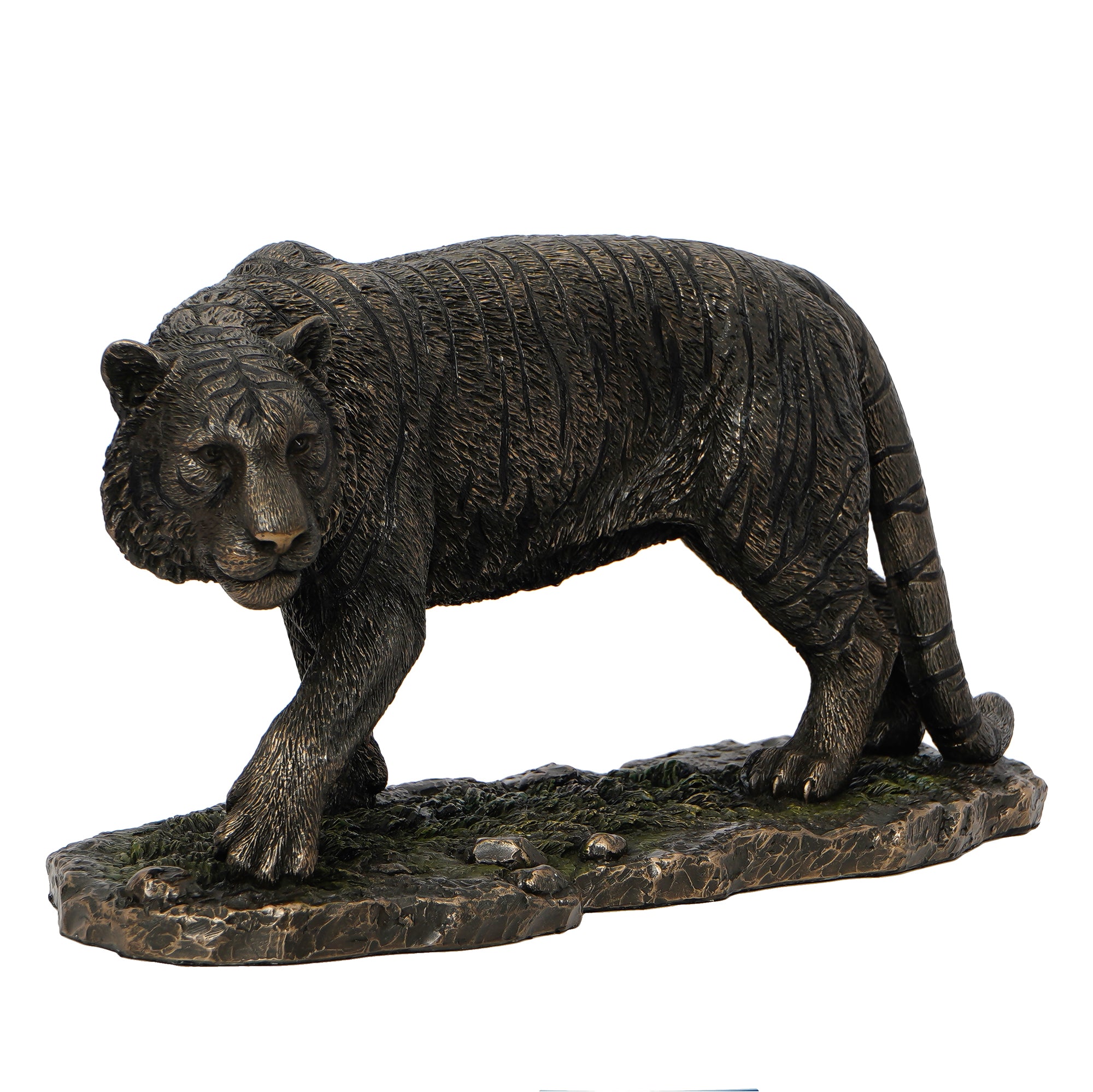 Brown Polyresin and Bronze Tiger Statue Decorative Animal Figurine Showpiece 4