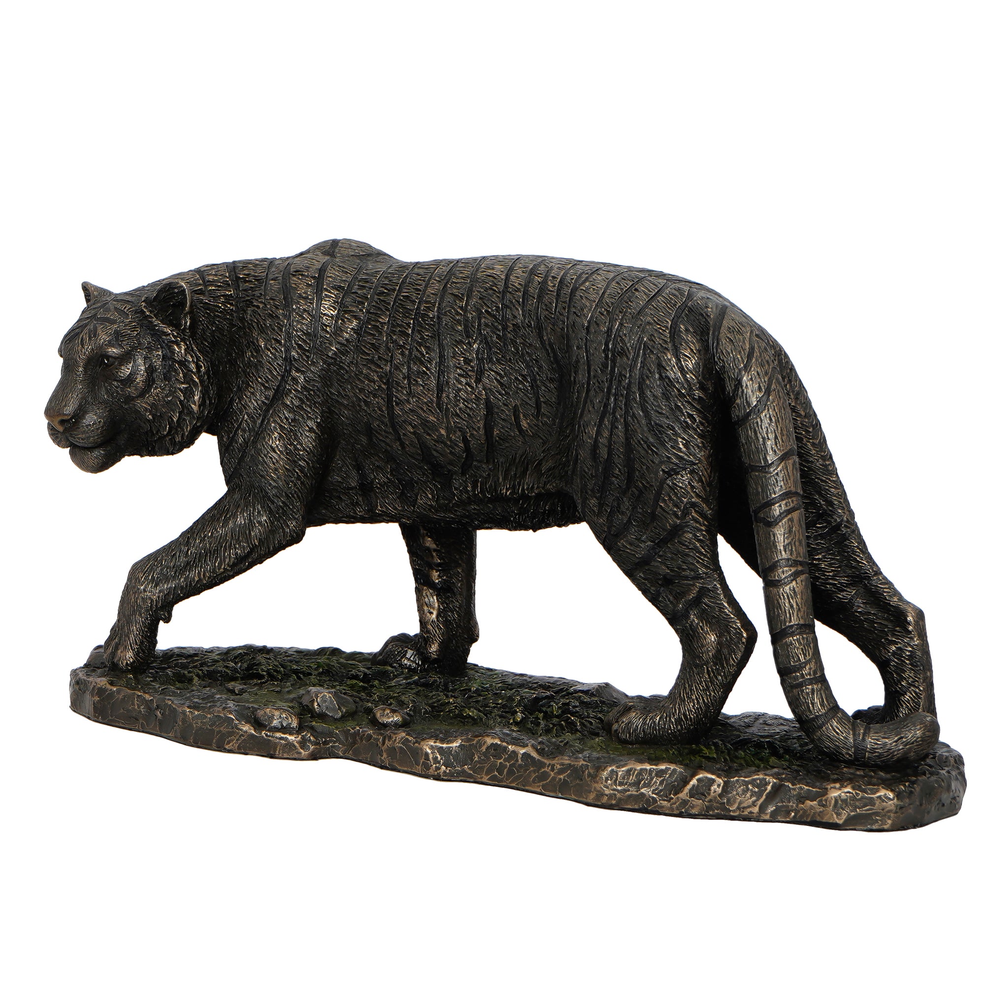 Brown Polyresin and Bronze Tiger Statue Decorative Animal Figurine Showpiece 5