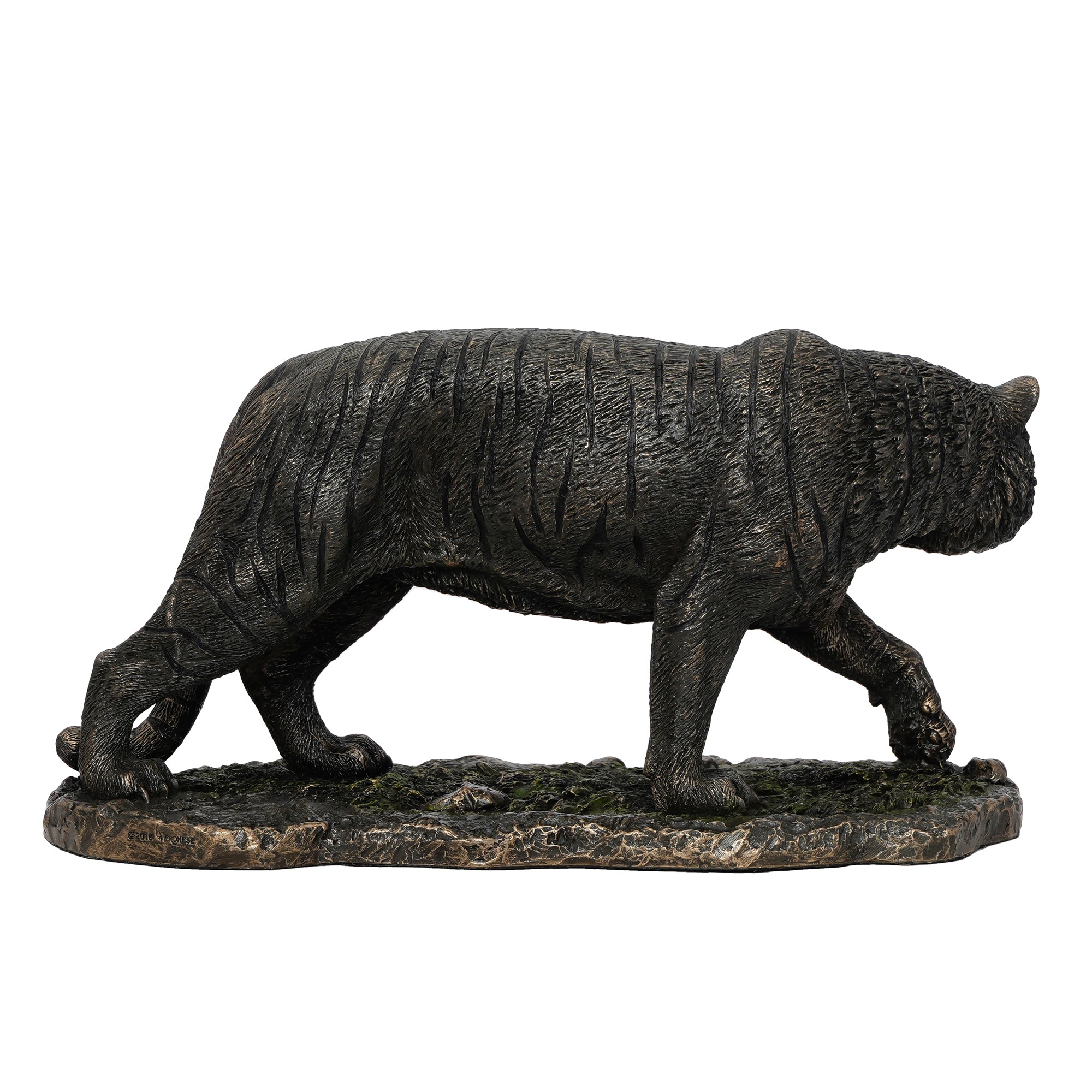 Brown Polyresin and Bronze Tiger Statue Decorative Animal Figurine Showpiece 6