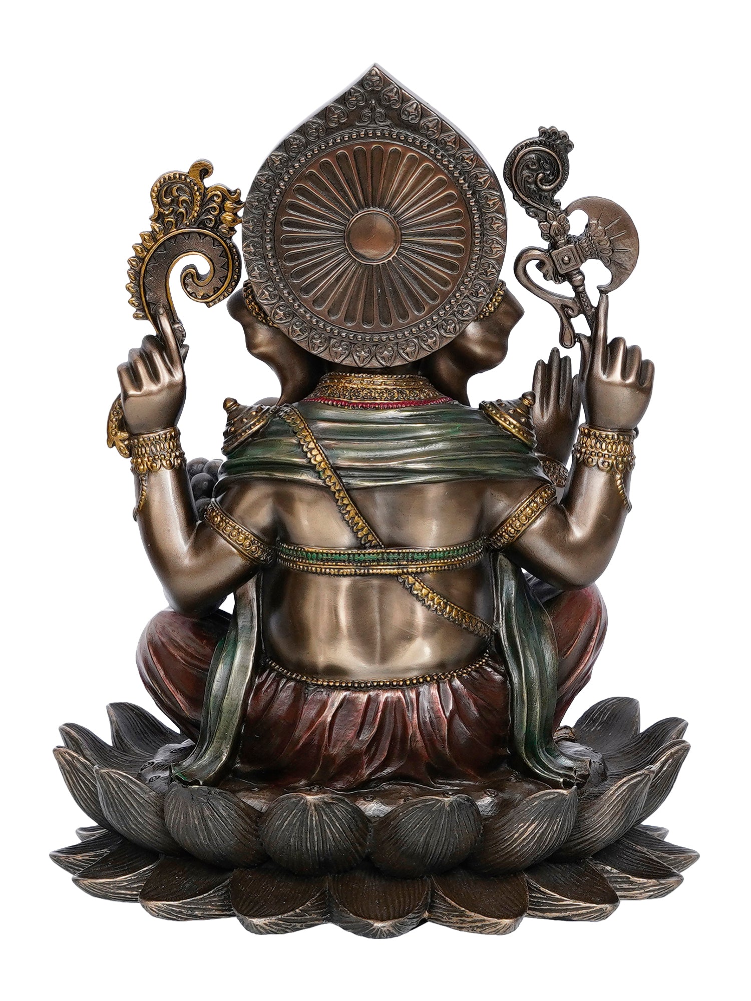 Brown Polyresin and Bronze Lord Ganesha Idol on Lotus Flower 5